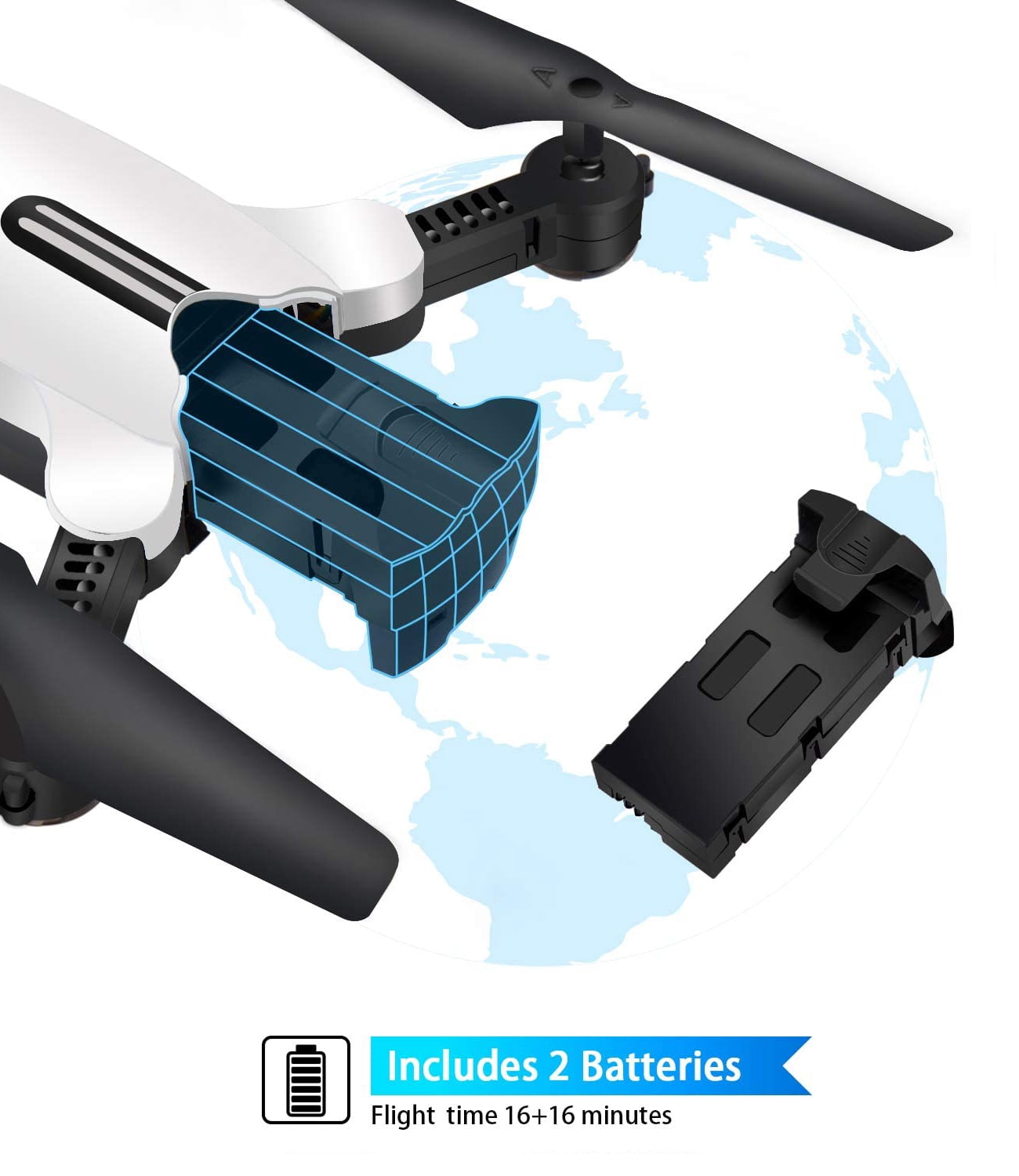 SUPER JOY WiFi 720P HD FPV Drone for Kids, Live Video Follow Me, Gesture Control and More Than 12 Functions Intelligent Quadcopter for Beginners White - Image 5