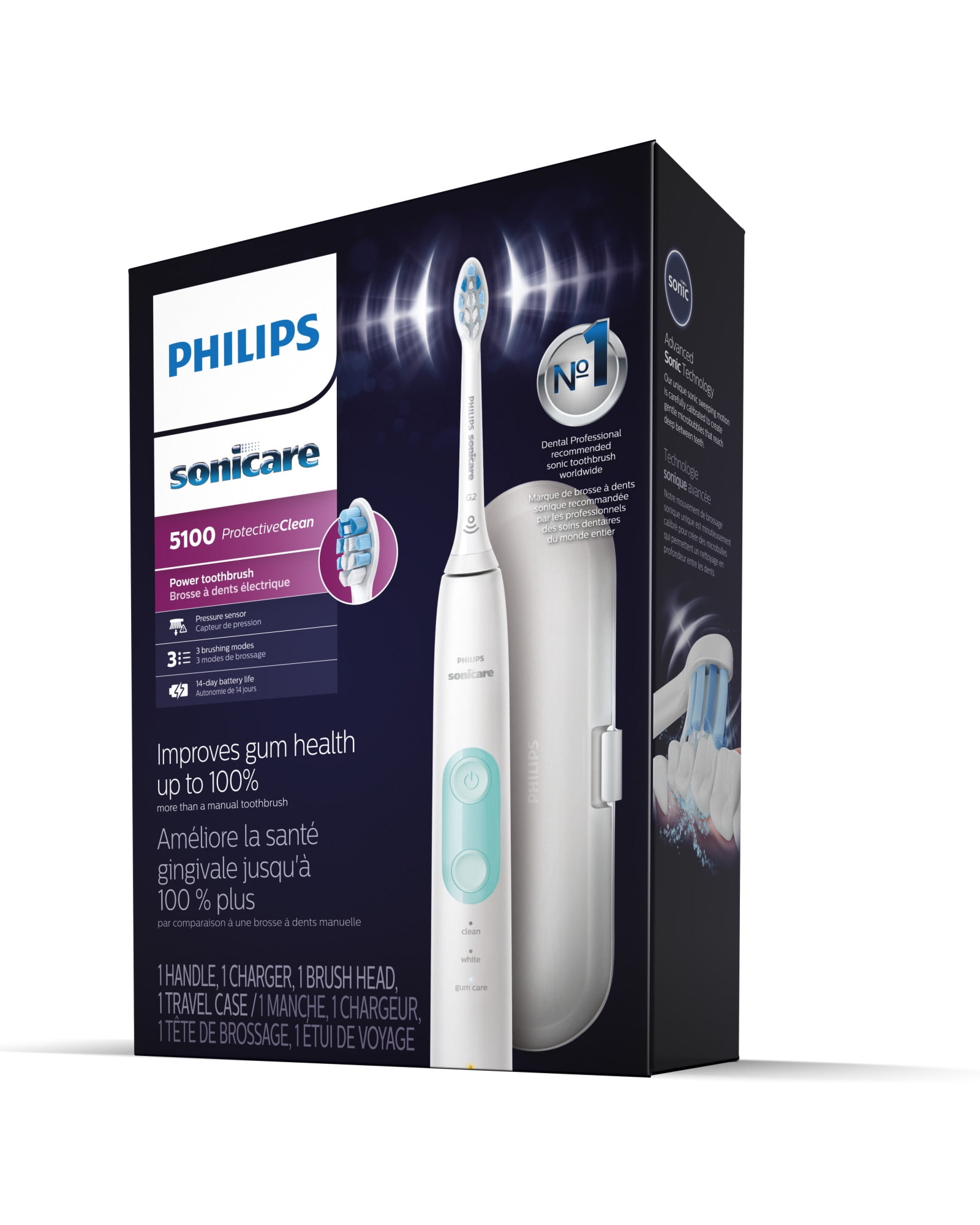 Philips Sonicare ProtectiveClean 5100 Plaque Control, Rechargeable Electric Toothbrush with Pressure Sensor, White Mint Hx6857/11 - Image 6