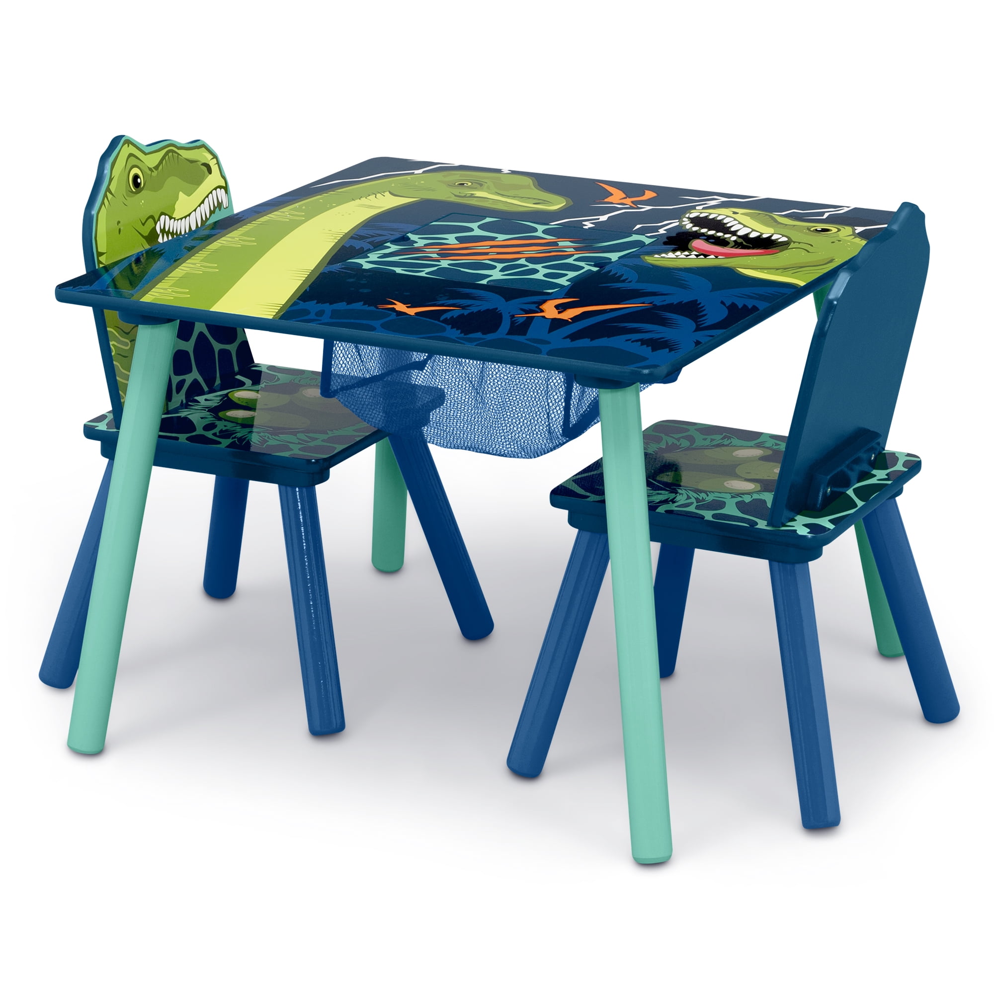 Delta Children Dinosaur Table and Chair Set With Storage (2 Chairs Included) - Greenguard Gold Certified, Blue/Green - Image 7