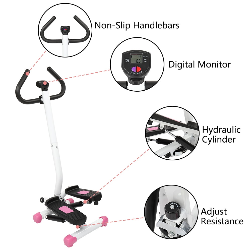 UBesGoo Mini Aerobic Stepper, Stair Climber Twist Fitness Machine with handle, Pink - Image 7