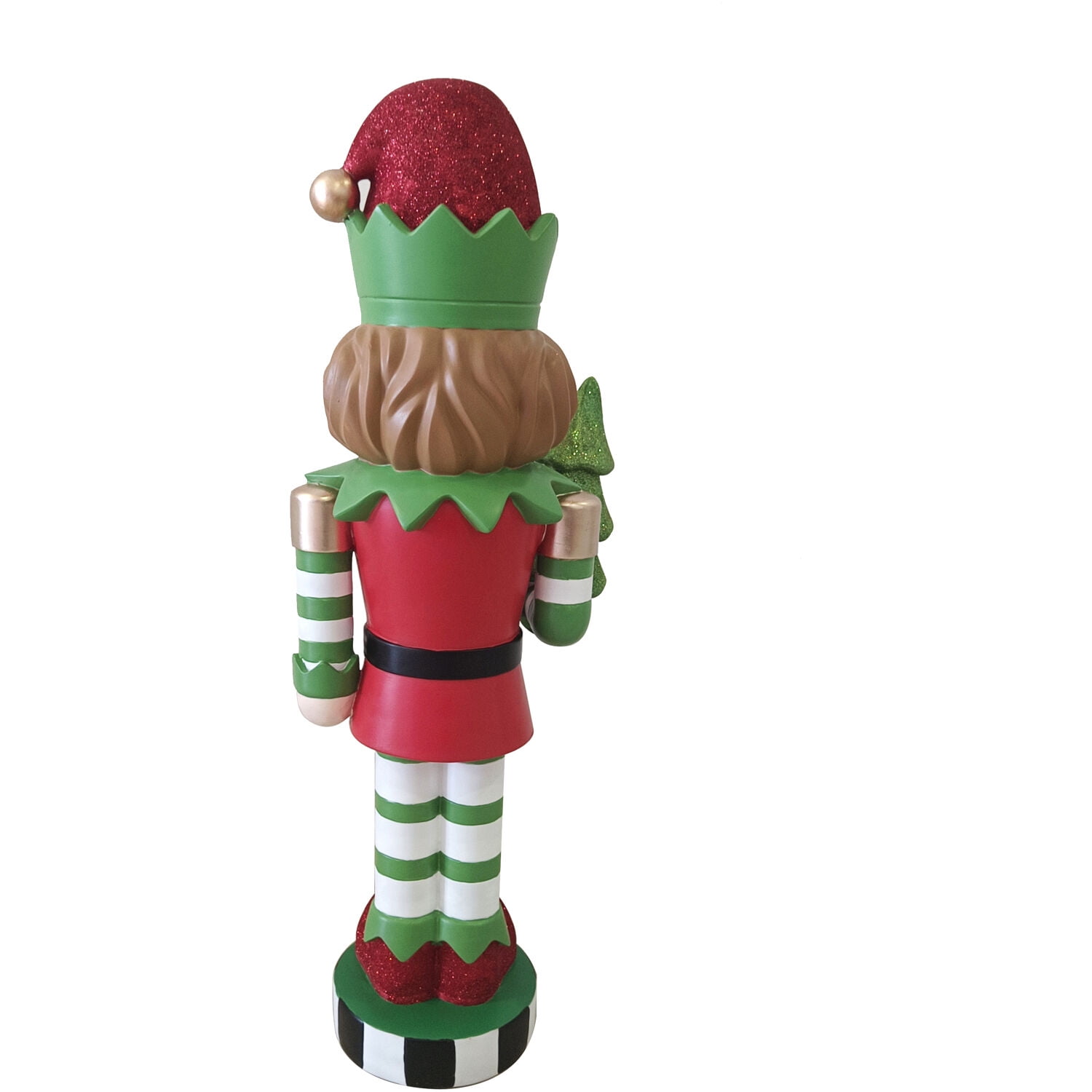 Fraser Hill Farm 48-inch African American Elf Nutcracker Figurine Holding Tree in Red/Green, FFMG048-0ELF-MLTAA - Image 8