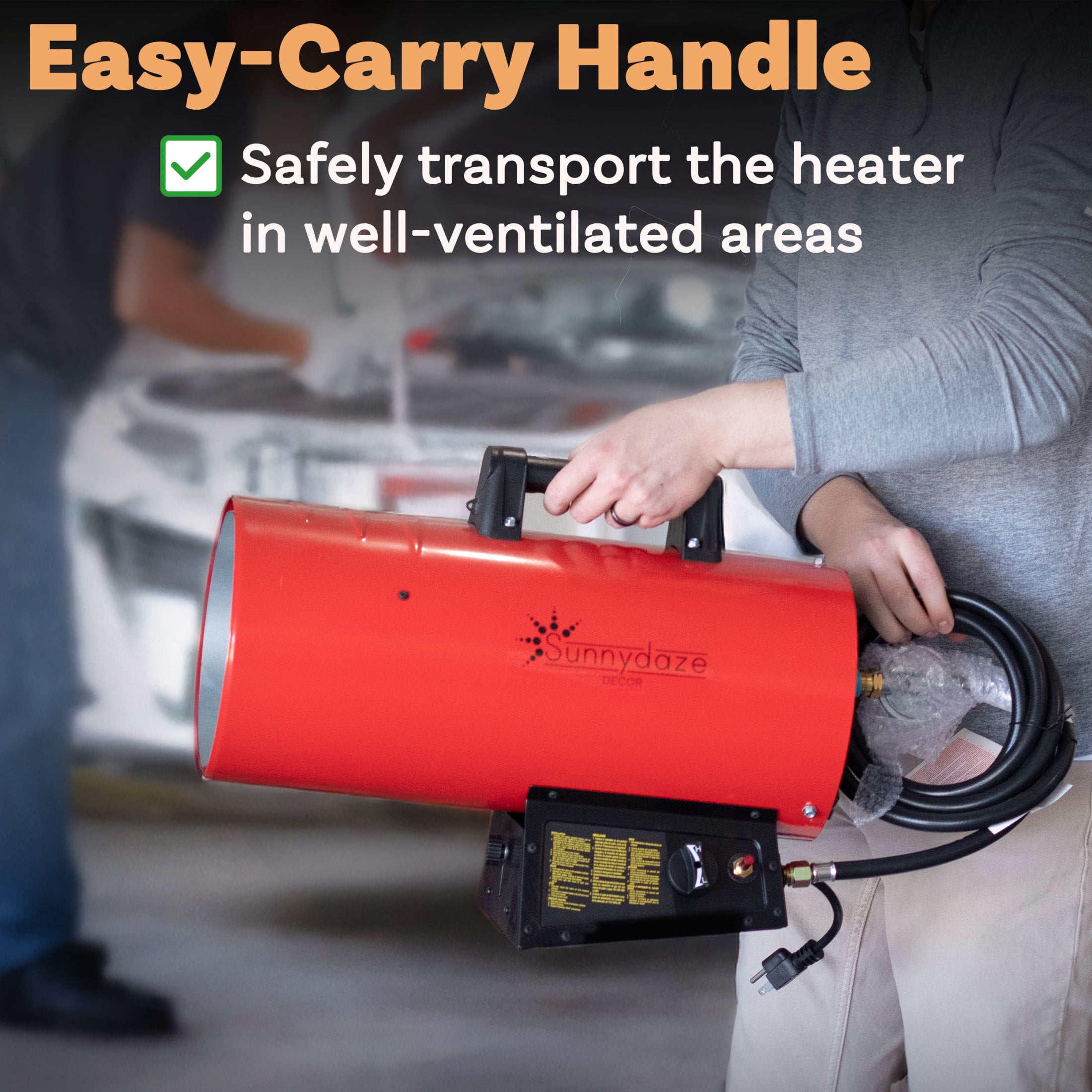 Sunnydaze 125,000 BTU Red Propane Forced Air Heater - Image 5