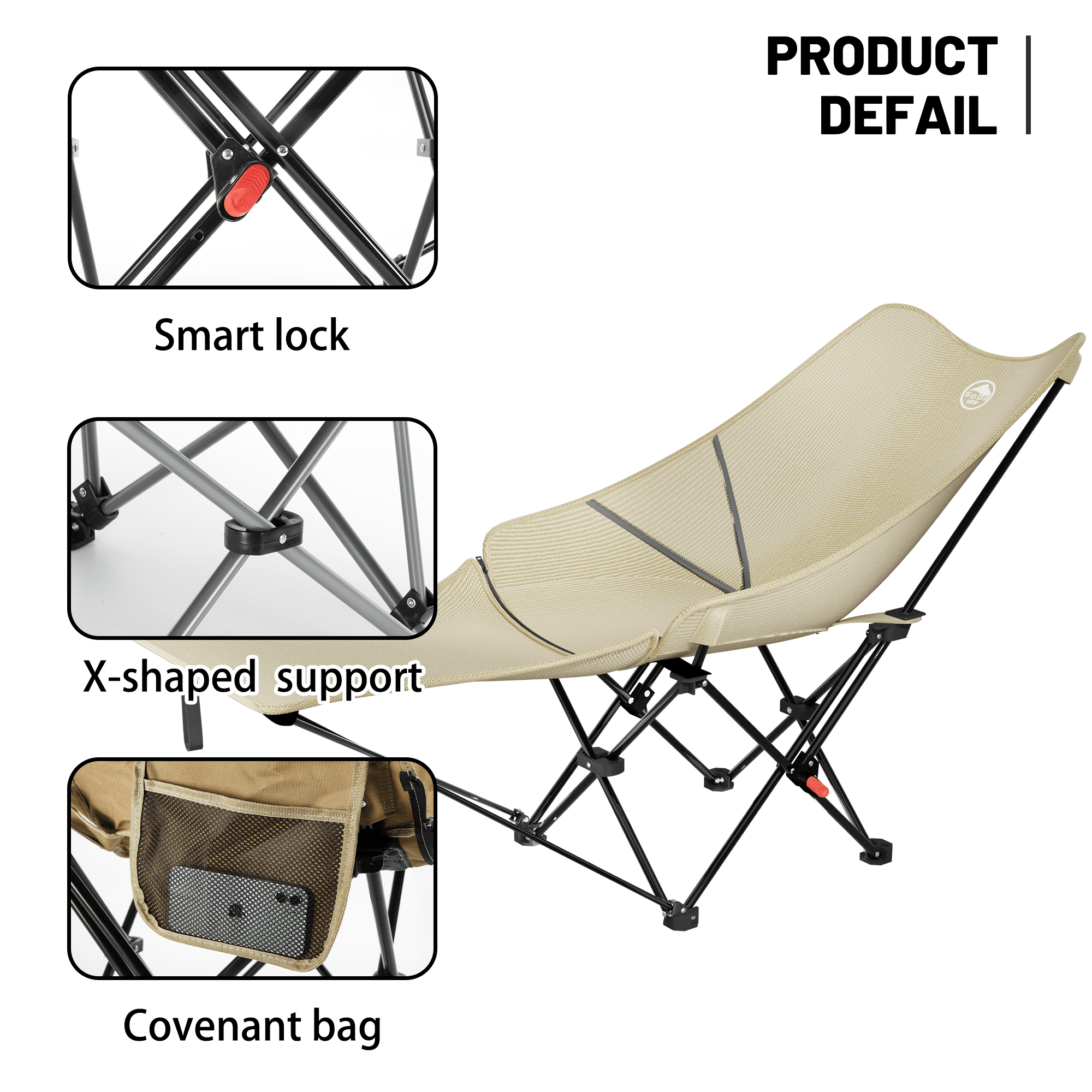 Camping Chair with Foot Rest Heavy Duty for Adults, Adjustable Beach Chair, Compact Lawn Chairs Backpacking, Portable Folding Camping Chair, Lightweight Backpacking Chair - Image 6