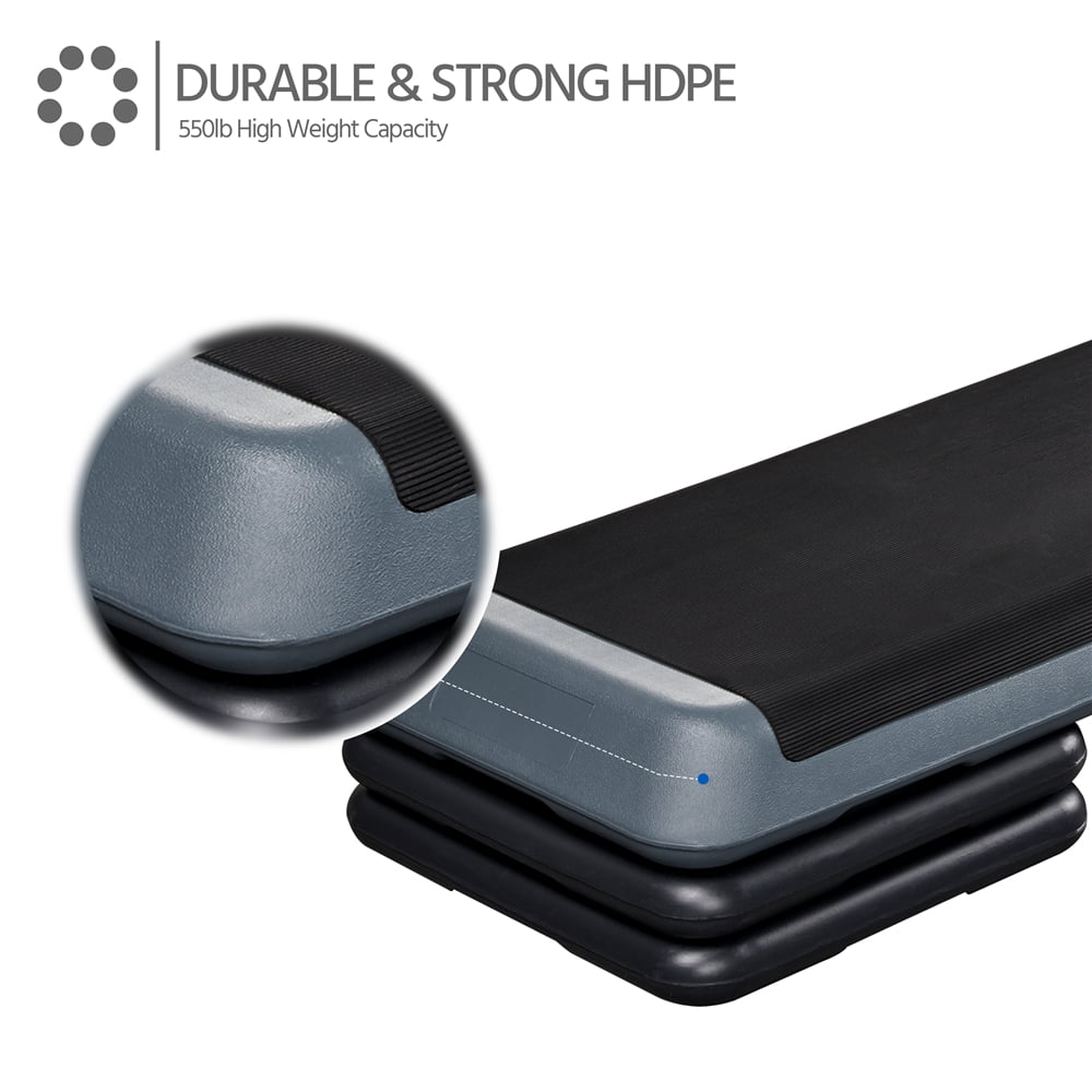 Alden Design Adjustable Heights Aerobic Stepper Exercise Platform for Home Gym, Gray - Image 12