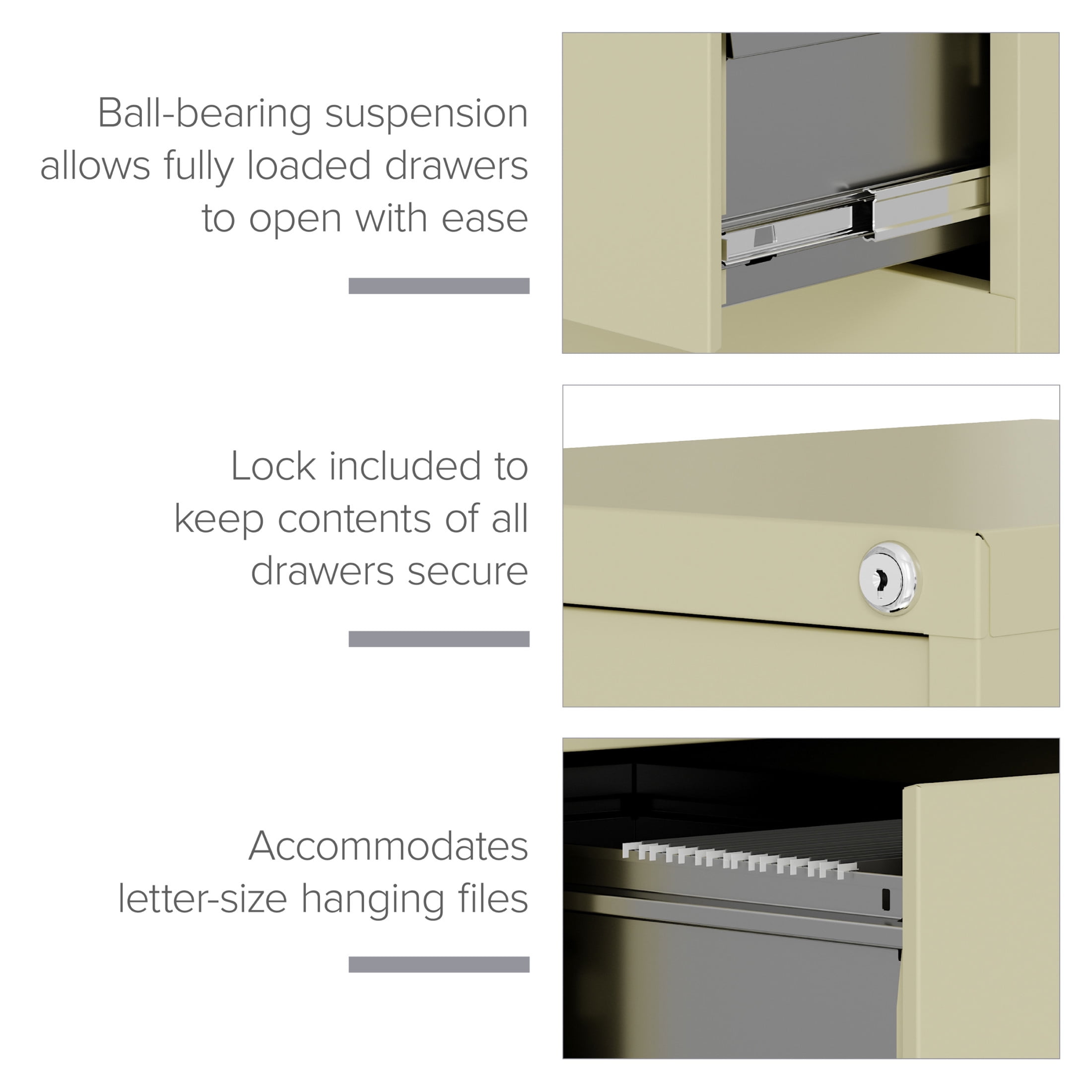 Hirsh 22" Deep 4 Drawer Letter Width Vertical File Cabinet, Commercial Grade, Putty - Image 16