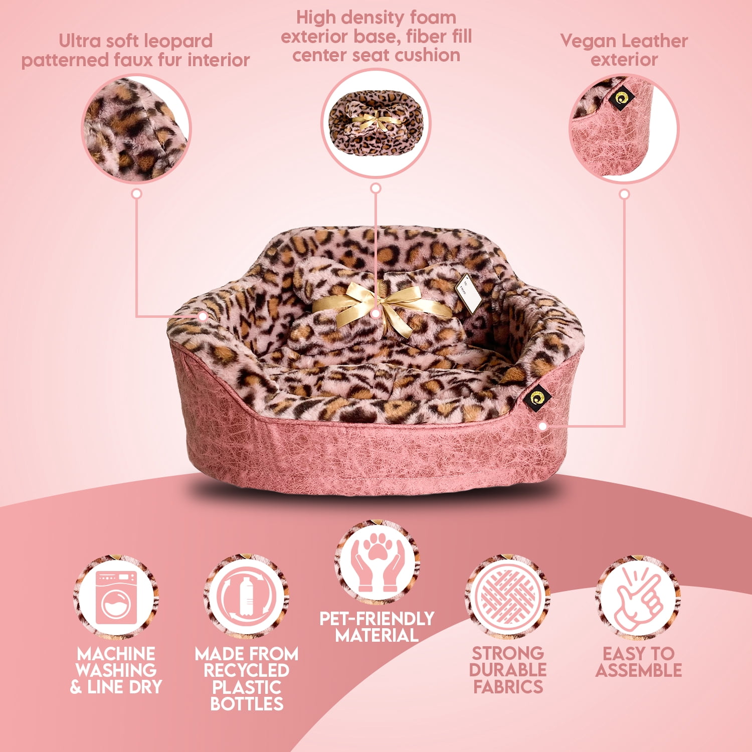 Precious Tails Leopard Princess Cat Dog Bed - Small - Image 5