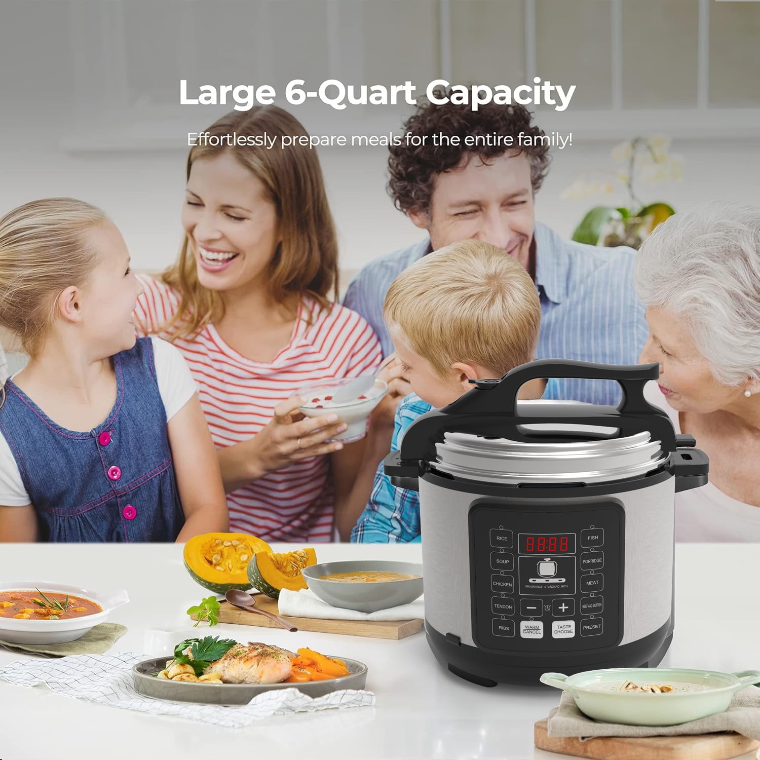 Babyltrl 6 Quart Electric Pressure Cooker,10-in-1 Multi-Functional Slow and Rice Cooker - Image 8