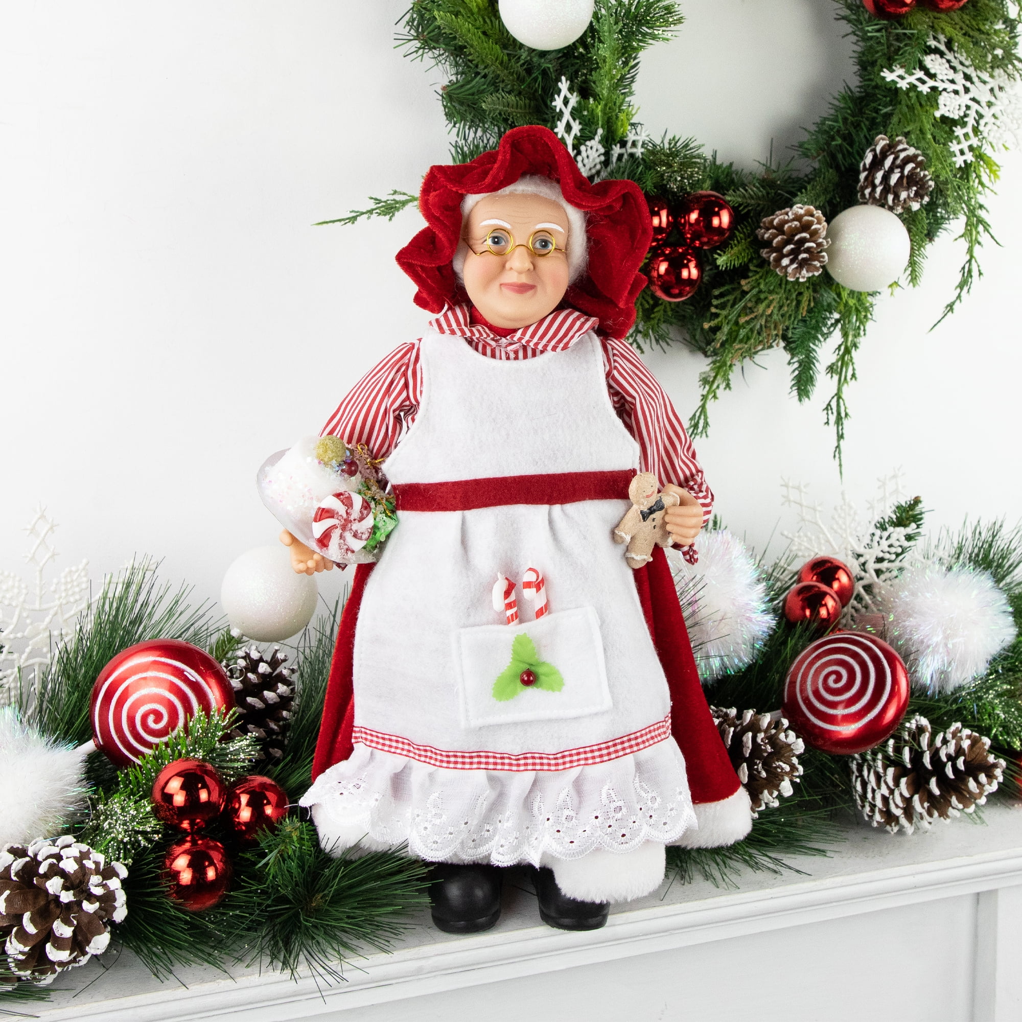 Northlight 16" Chef Mrs Claus with Cake and Gingerbread Man Christmas Figure - Image 5