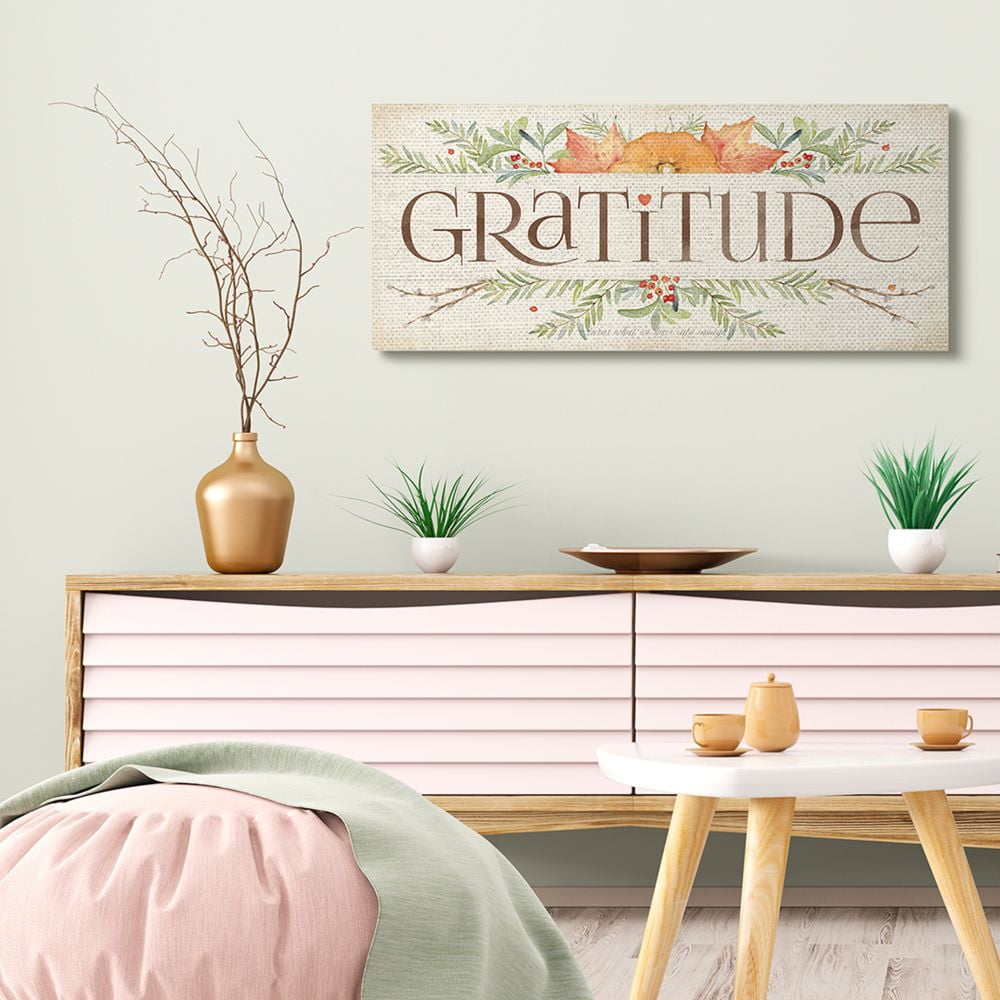 Stupell Industries Gratitude Floral Leaves Fall Autumn Seasonal Word Design Canvas Wall Art by Stephanie Workman Marrott - Image 5