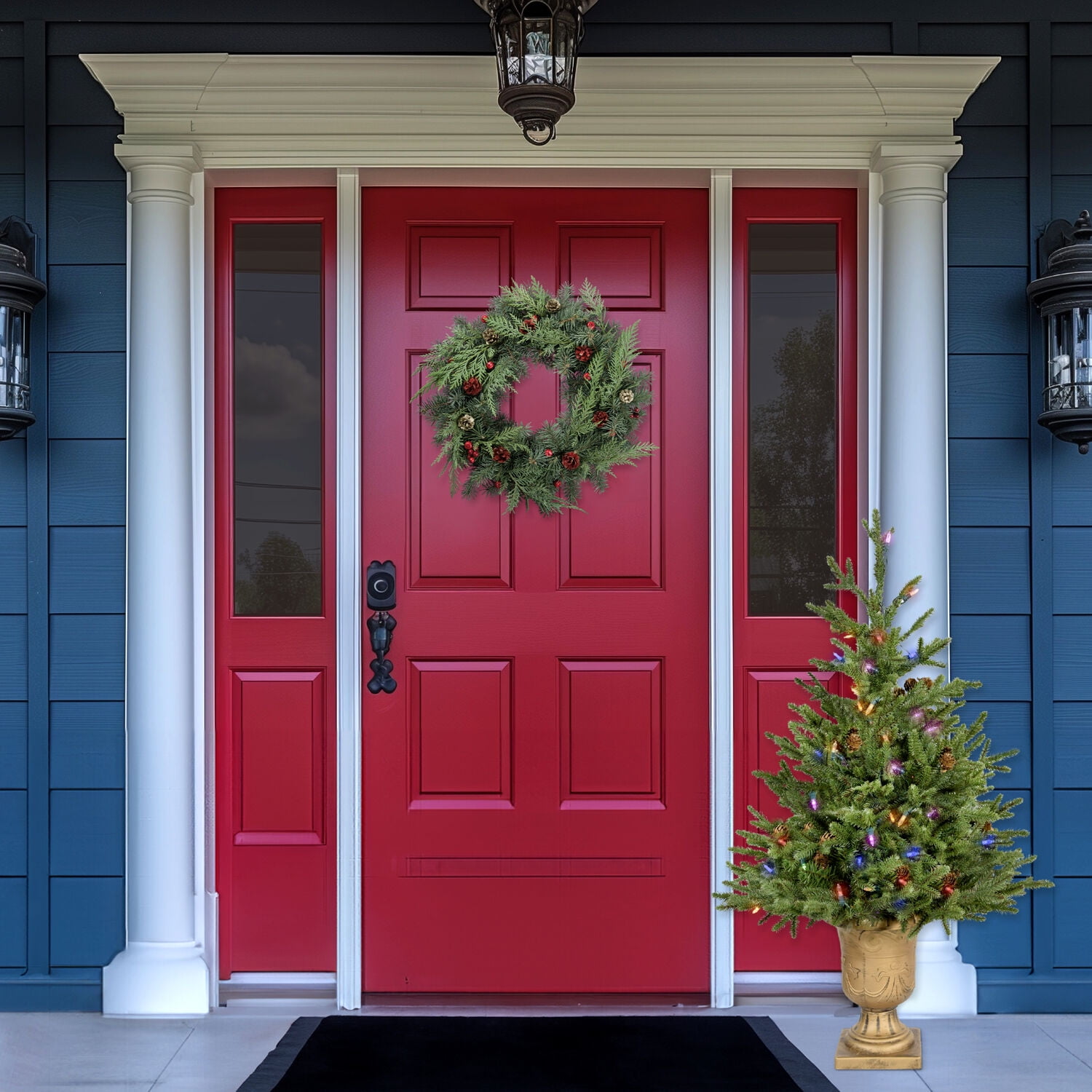 Fraser Hill Farm 3-Ft. Noble Fir Artificial Tree with Metallic Urn Base and Battery-Operated Multi-Colored LED String Lights, FFNF042-6GRB - Image 4