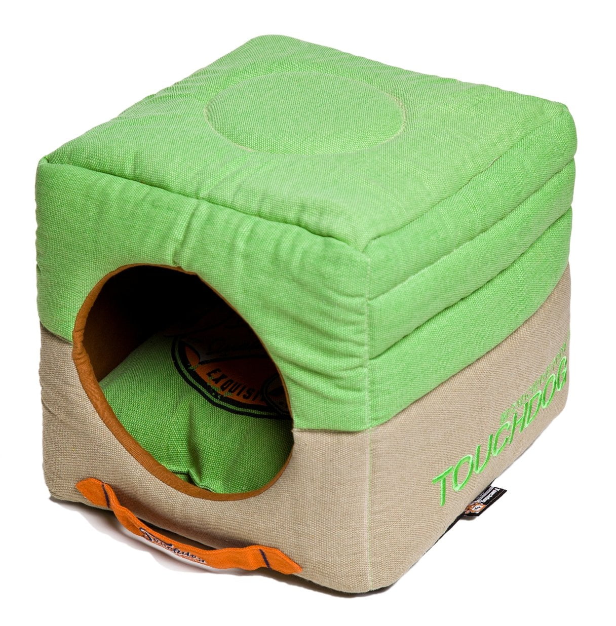 Touchdog Convertible and Reversible Vintage Printed Squared 2-in-1 Collapsible Dog House Bed - Image 3