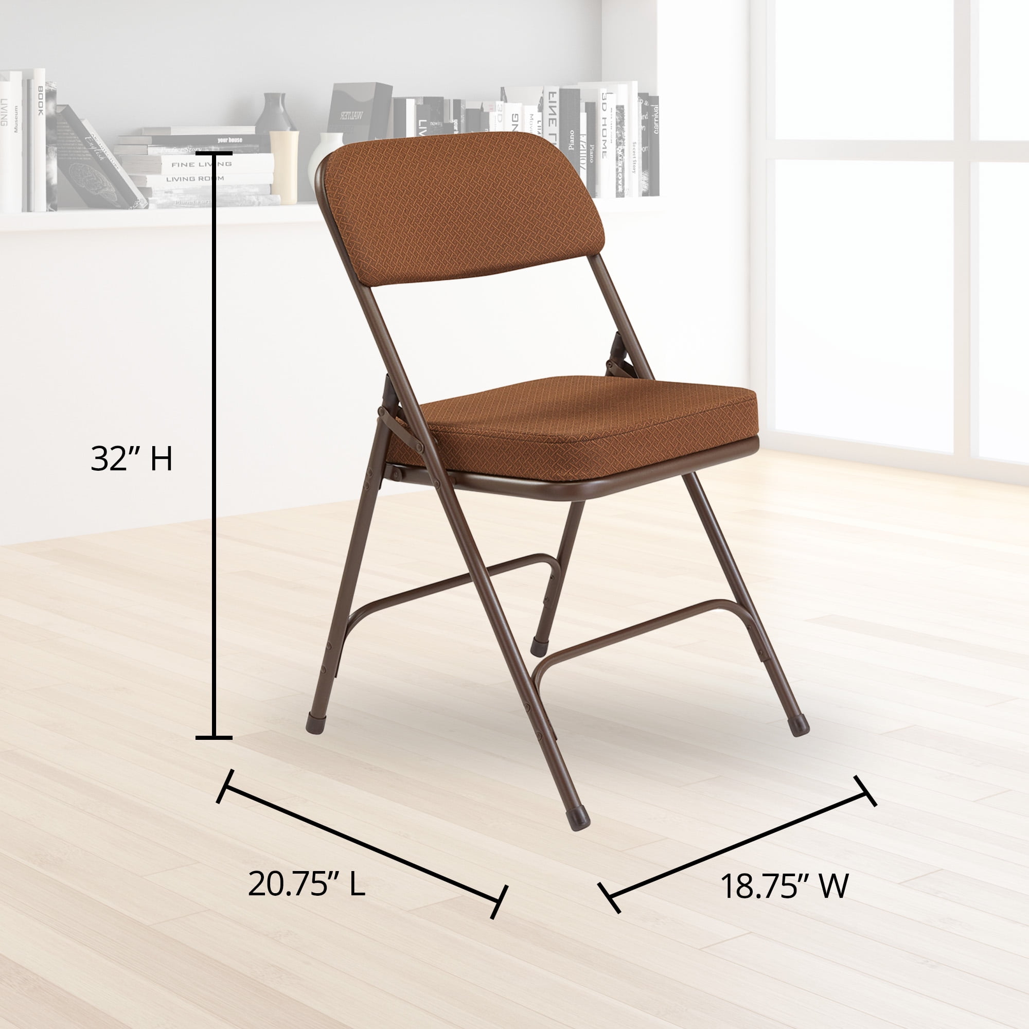 (Pack of 2) NPS 3200 Series Premium 2" Fabric Upholstered Double Hinge Folding Chair, Antique Gold - Image 3