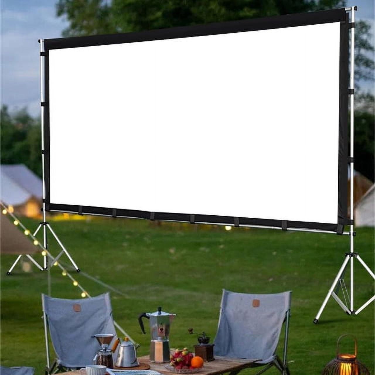 120 Inch Projector Screen with Stand Foldable Portable Movie Screen,HD 4K Double Sided Indoor Outdoor for Home Theater - Image 4