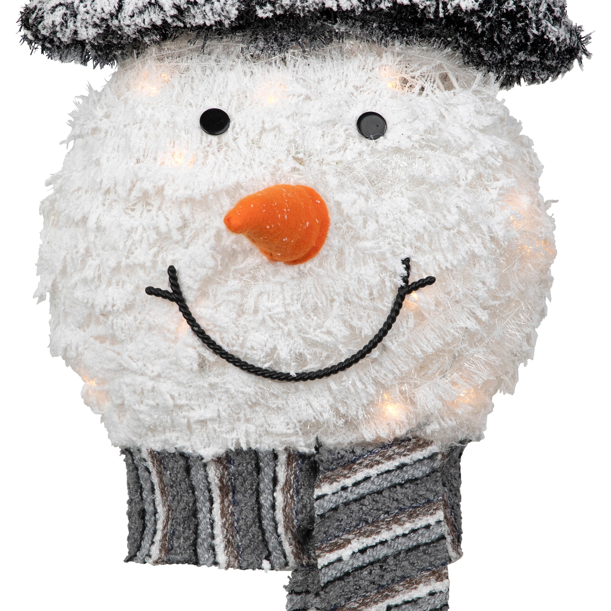 Northlight 25" Lighted Snowman with Black Frosted Top Hat Christmas Tree Topper - Image 5
