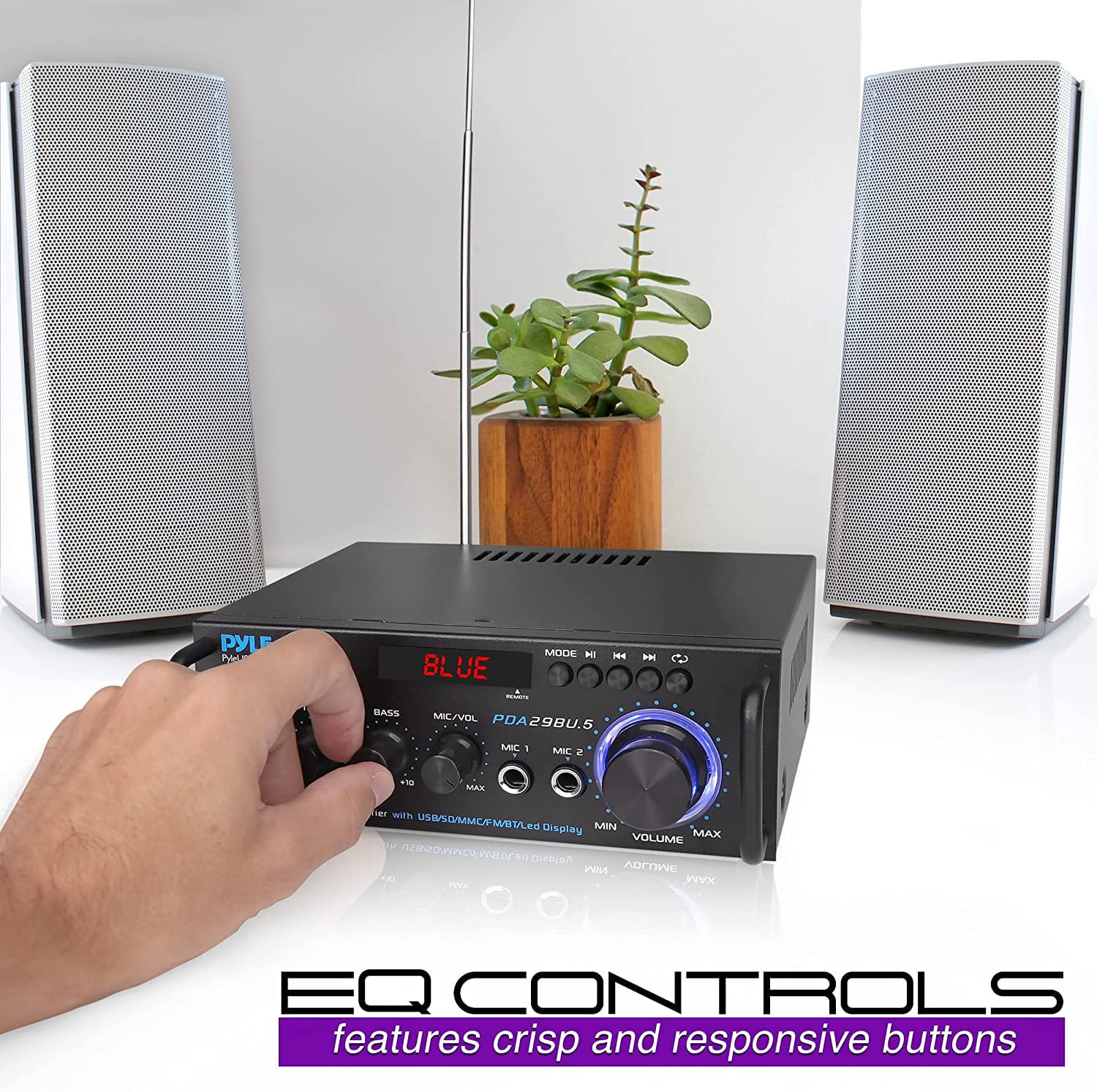 Pyle Wireless Bluetooth Stereo Power Amplifier - 200W Dual Channel Sound Audio Stereo Receiver - Image 5