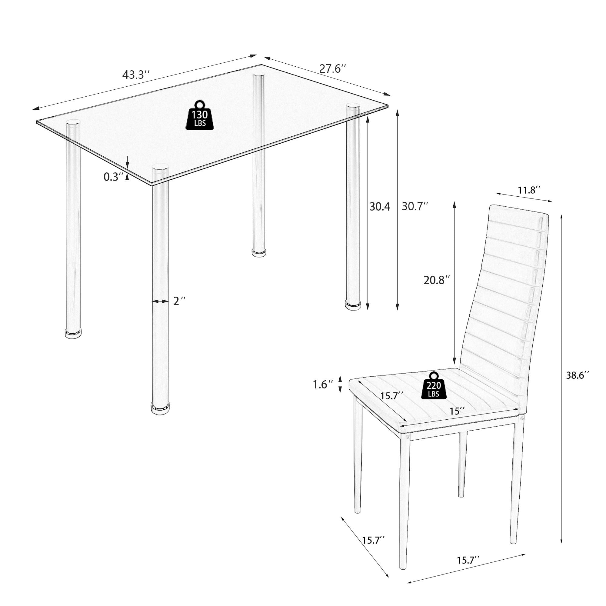 uhomepro White Kitchen Table Set, 5 Pieces Dining Table Set, Tempered Glass Dining Table and Chairs Set for 4, Upgraded Iron Dining Room Table Set with 4 PU Leather Chairs - Image 6