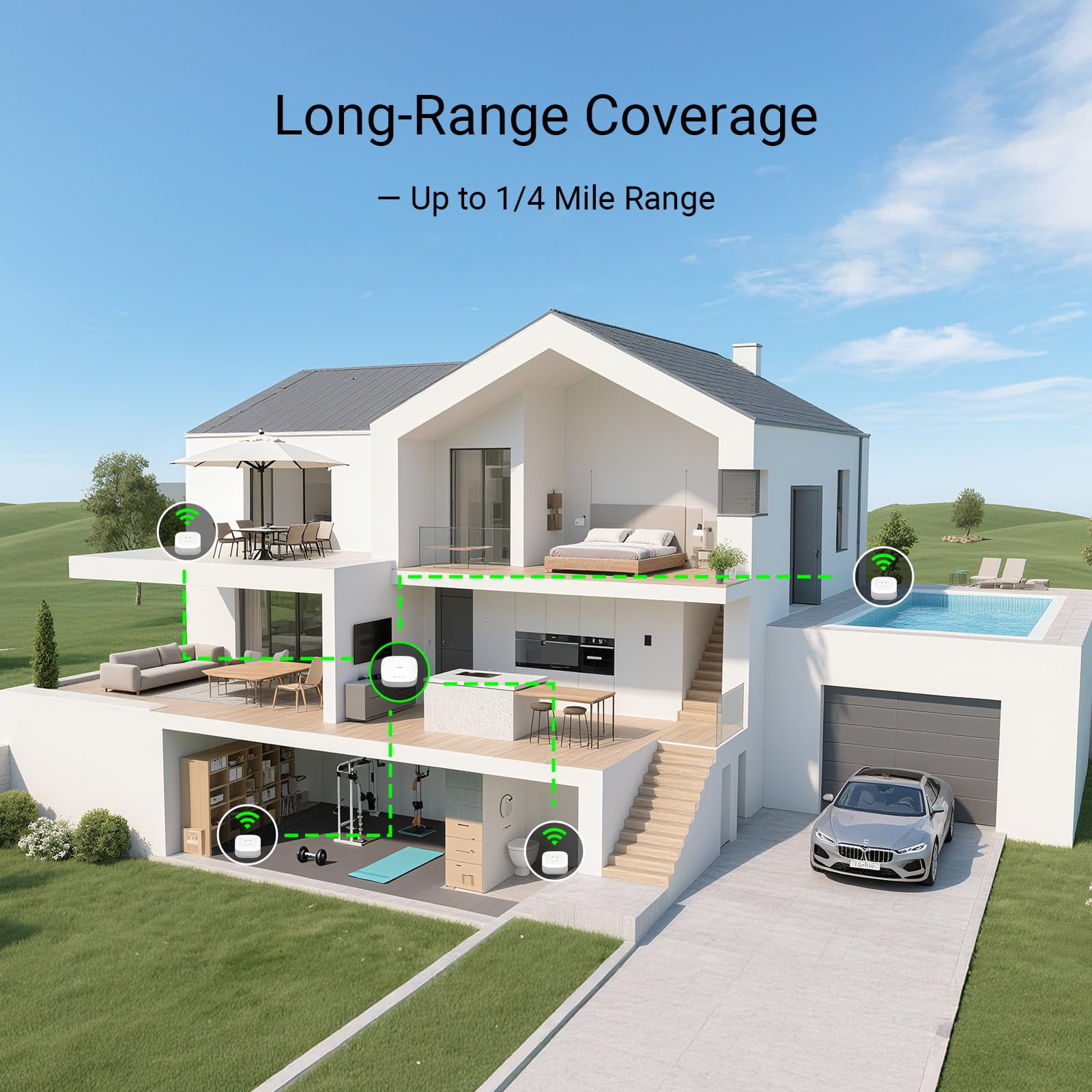 YoLink Smart Home Starter Kit: Hub & Water Leak Sensor 4-Pack, SMS/Text, Email & Push Notifications, LoRa Up to 1/4 Mile Open-Air Range, w/Alexa, IFTTT, Home Assistant - Image 6