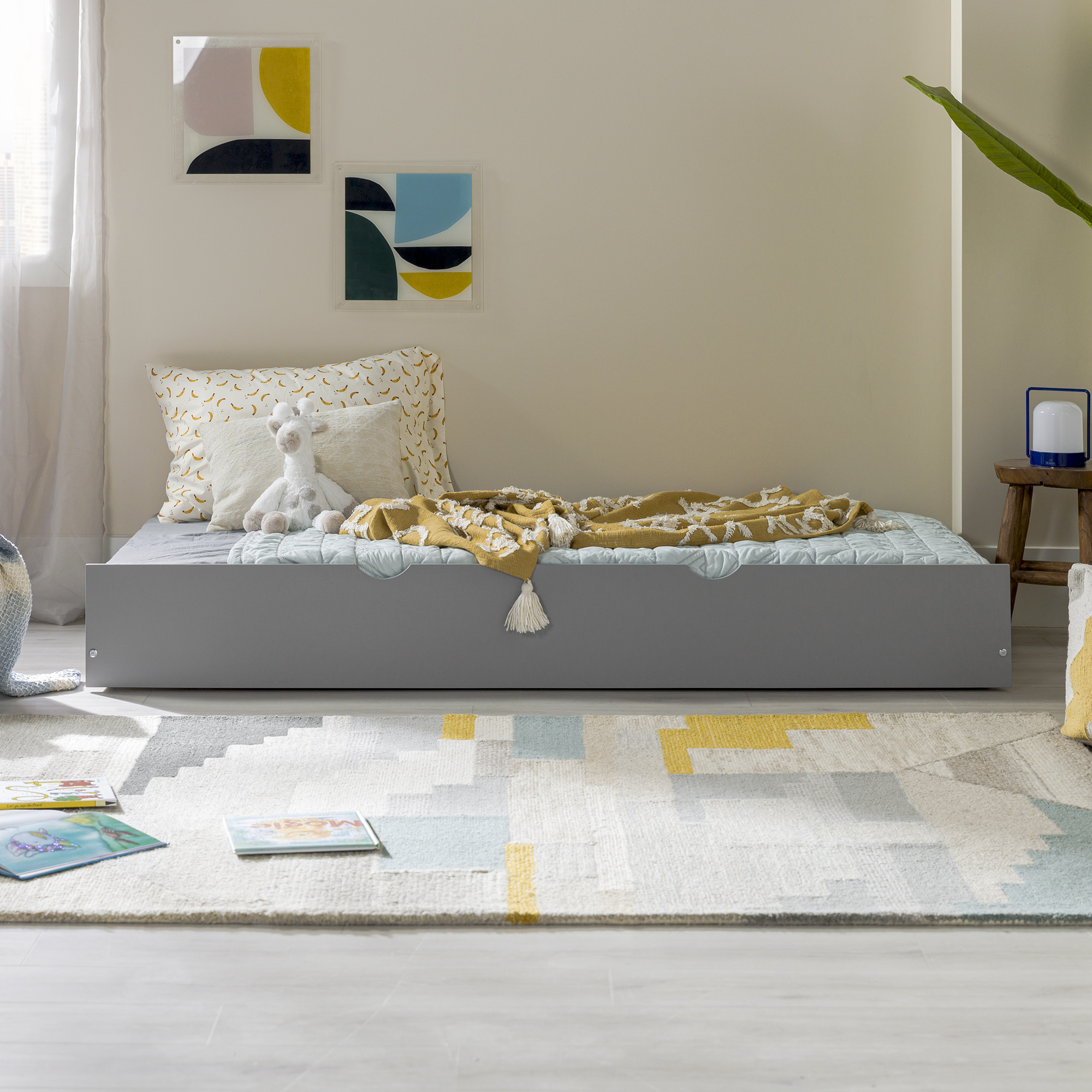 Walker Edison Solid Wood Junior Twin Trundle Bed, Grey - Image 11