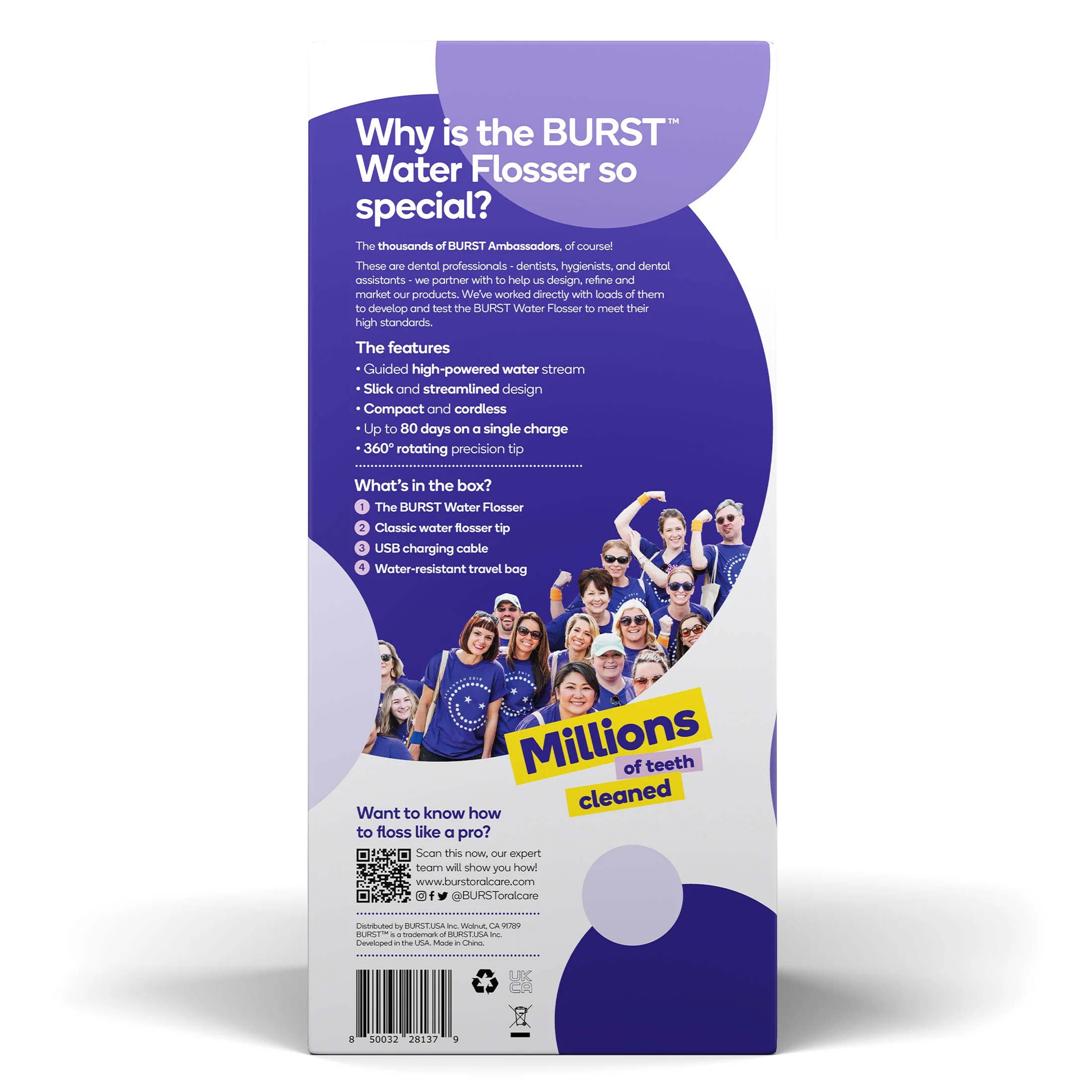 BURST Cordless Water Flosser with Classic Flosser Tip, White - Image 5