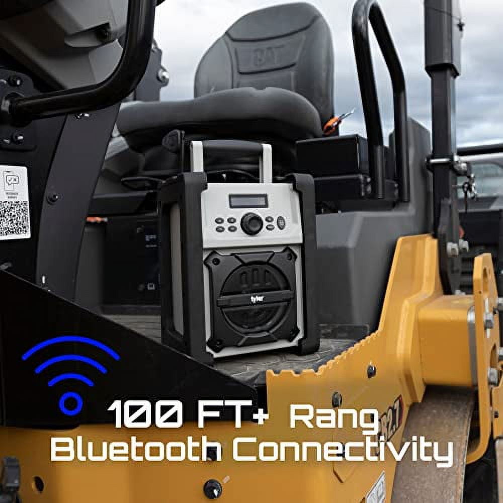 Tyler Bluetooth Jobsite Radio Portable Wireless Speaker - USB - Aux Out - FM Radio - IPX5 - Gray - TWS407 - Image 5