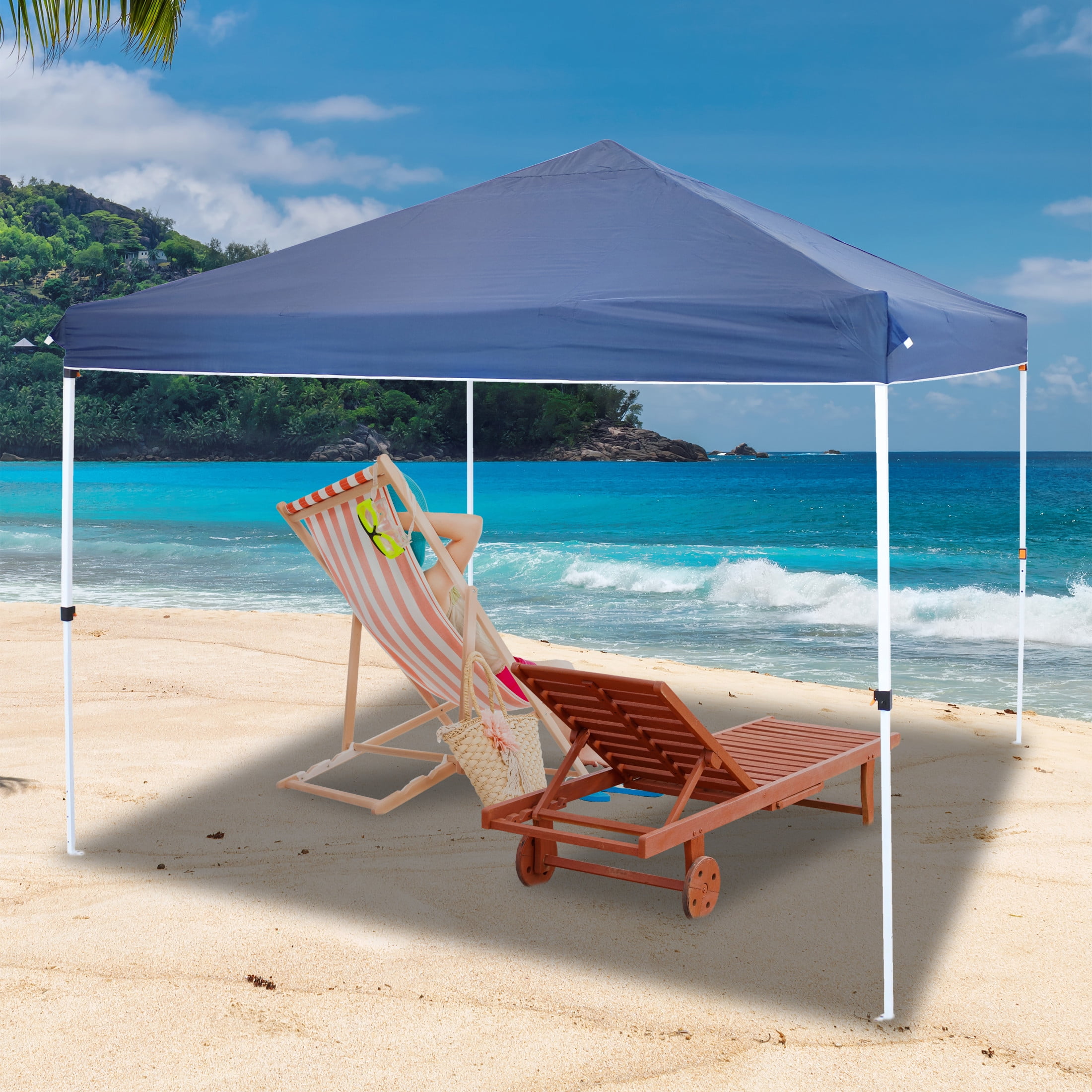 Sunnydaze 10' x 10' Blue Solid Standard Pop-Up Canopy Shade - Image 8