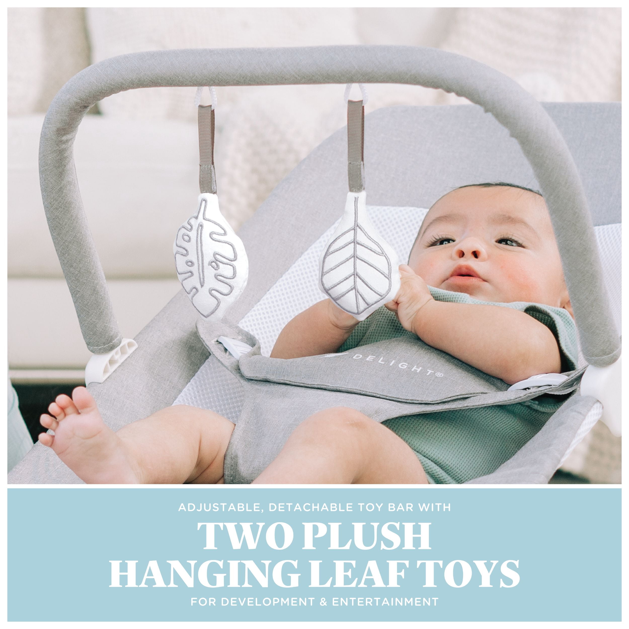 Baby Delight Highland Portable Baby Bouncer, 3-Position, Infants 0-6 Months, Pebble Grey (Unisex) - Image 2