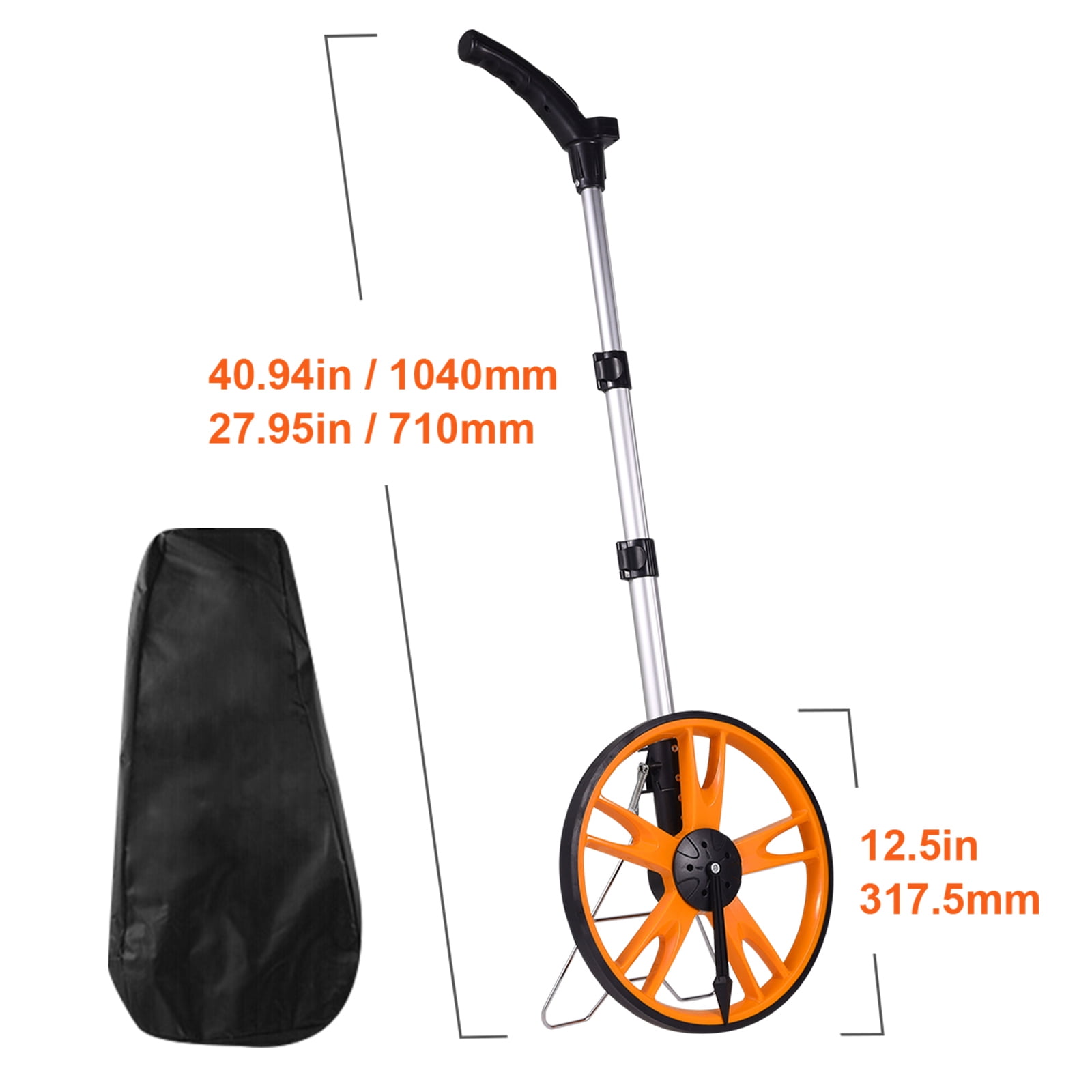 VEVOR Measuring Wheel 12.5” Road Runner Telescoping Handle Feet/Inches w/ Bag - Image 7