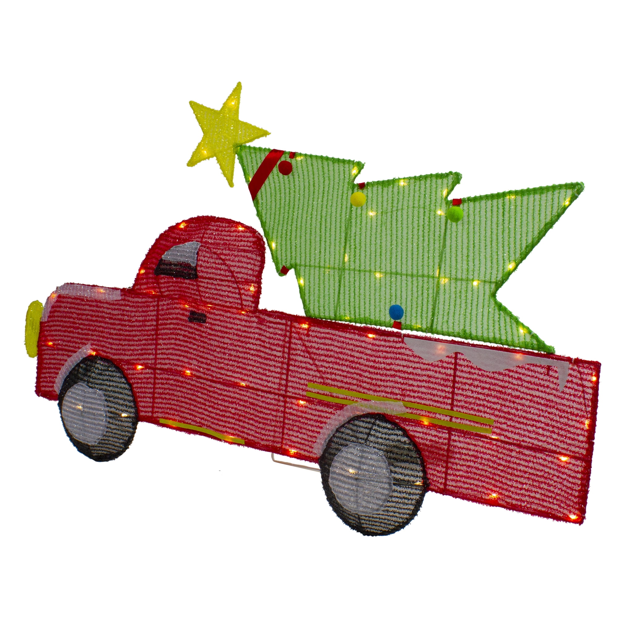 Northlight 36" LED Lighted Red Truck with Christmas Tree Outdoor Decoration - Image 6