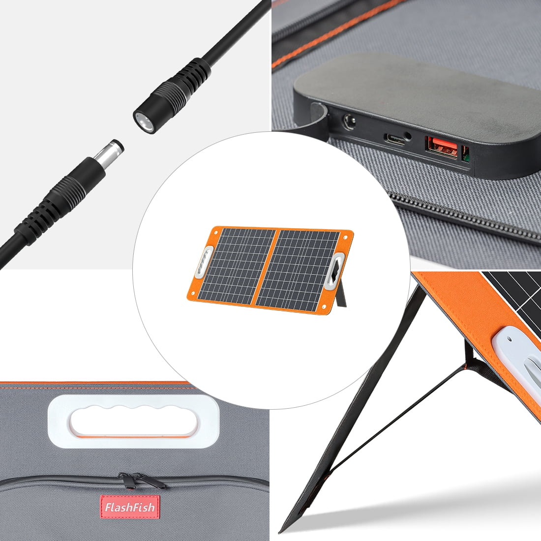 Flashfish 60W Portable Solar Panel for Power Station, 18V Foldable Solar Charger with Adjustable Kickstand & Type-C USB Output for Outdoor Charging Camping - Image 9