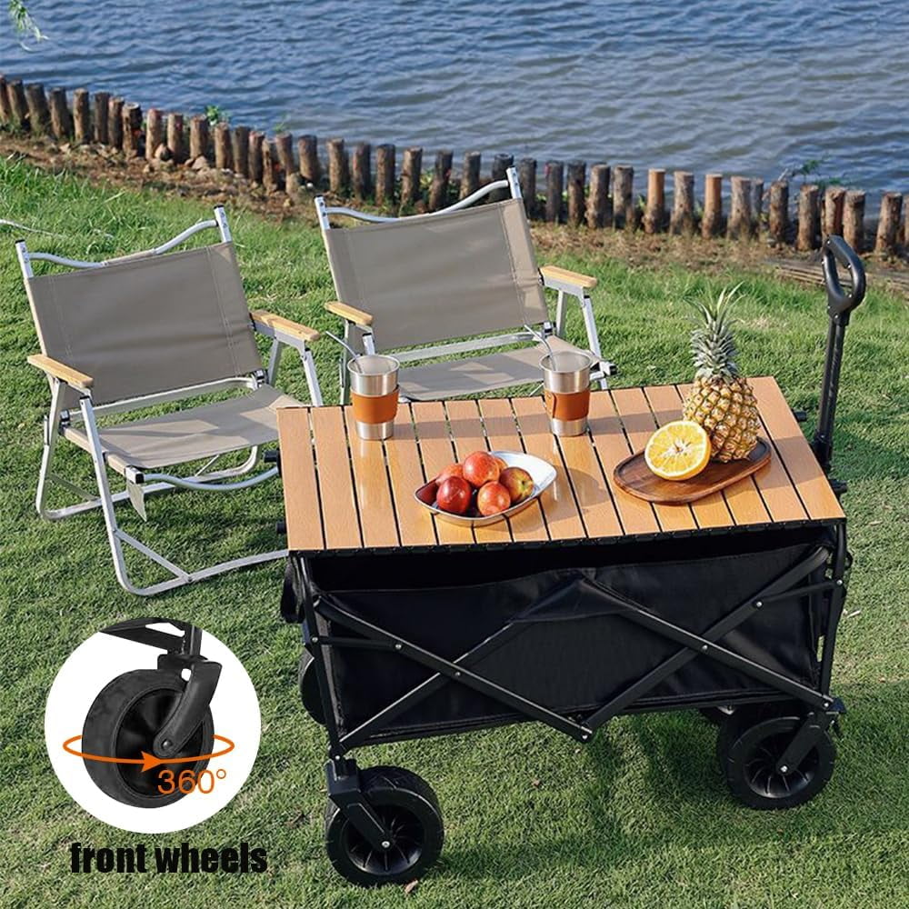 Iynor Durable Folding Wagon - 200 lb Capacity, All-Terrain Wheels, Adjustable Handle,Outdoor Utility, Portable Design - Image 5