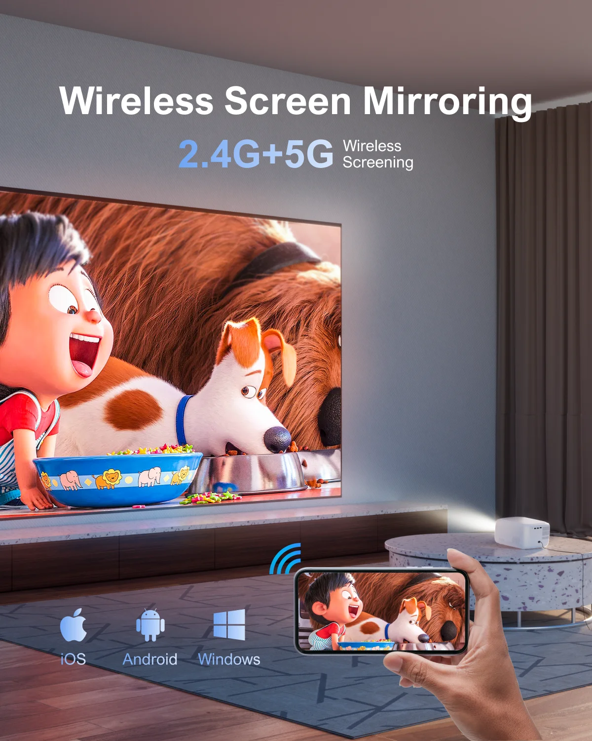 ULTIMEA Mini Projector, 300 ANSI Lumens, 5G WiFi & Bluetooth, 1080P Home Theater, Electric Focus, 150" Display, Portable Home Theater with Built-in Speakers, HDMI/USB/AV Compatible, Apollo P10 - Image 15