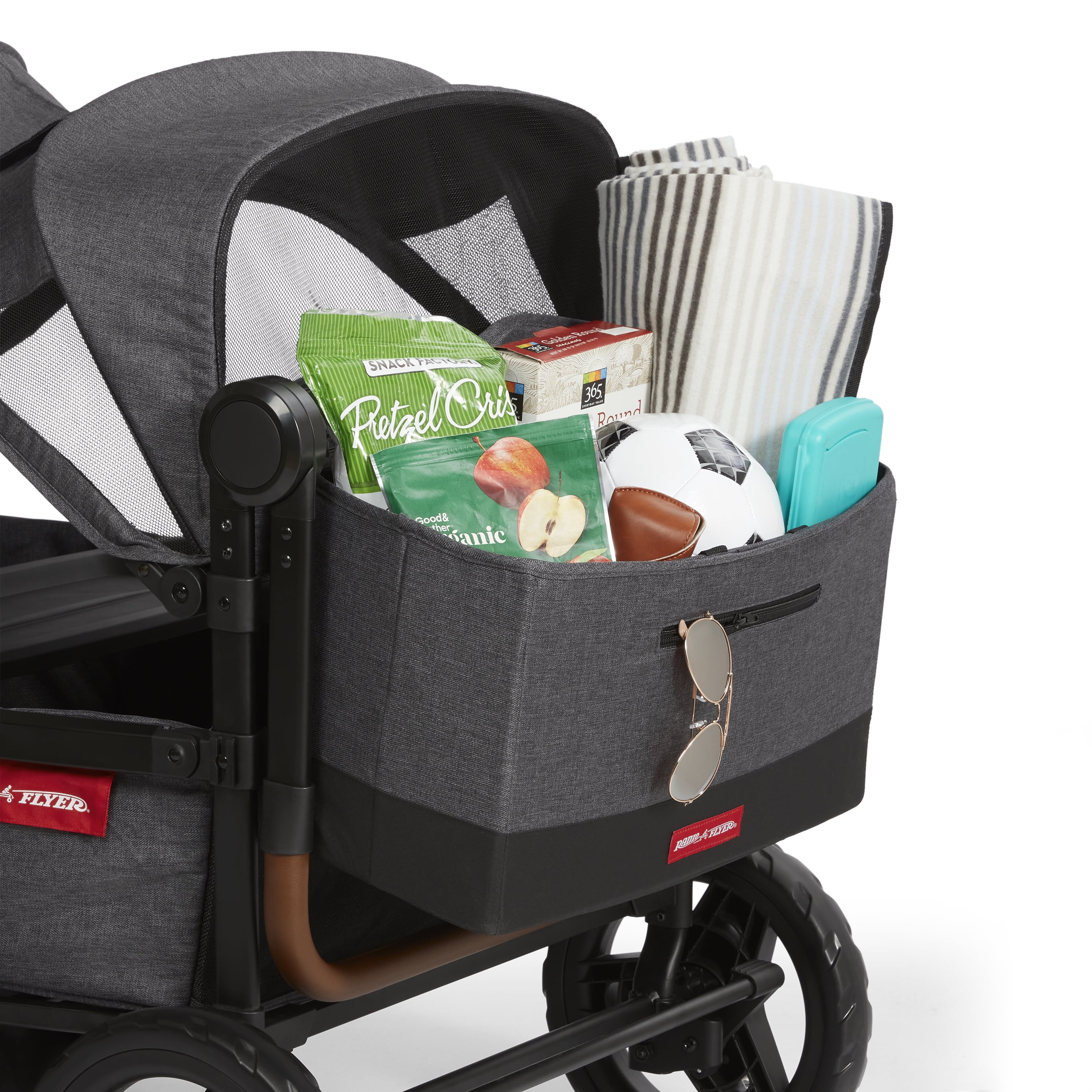 Voya Quad Stroller Wagon by Radio Flyer, 4-Seat for Kids Ages 6 Months+, Gray - Image 6