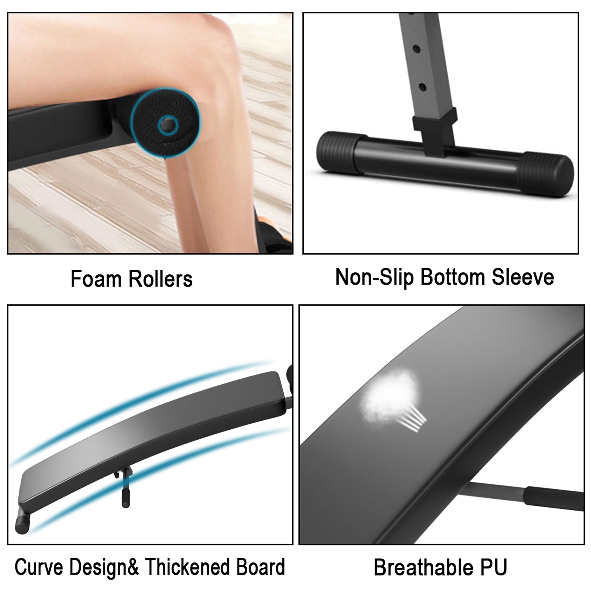 Adjustable Arc-Shaped Decline Sit up Slant Bench Crunch Board Fitness Workout - Image 3