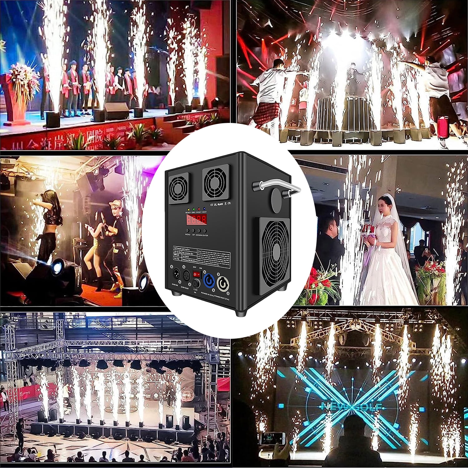 Otufan 700W Cold Spark Machine Sparklers Machine for Wedding DMX Firework Machine Smart Stage Special Effect Machine for Wedding Party DJ Disco, Black - Image 10