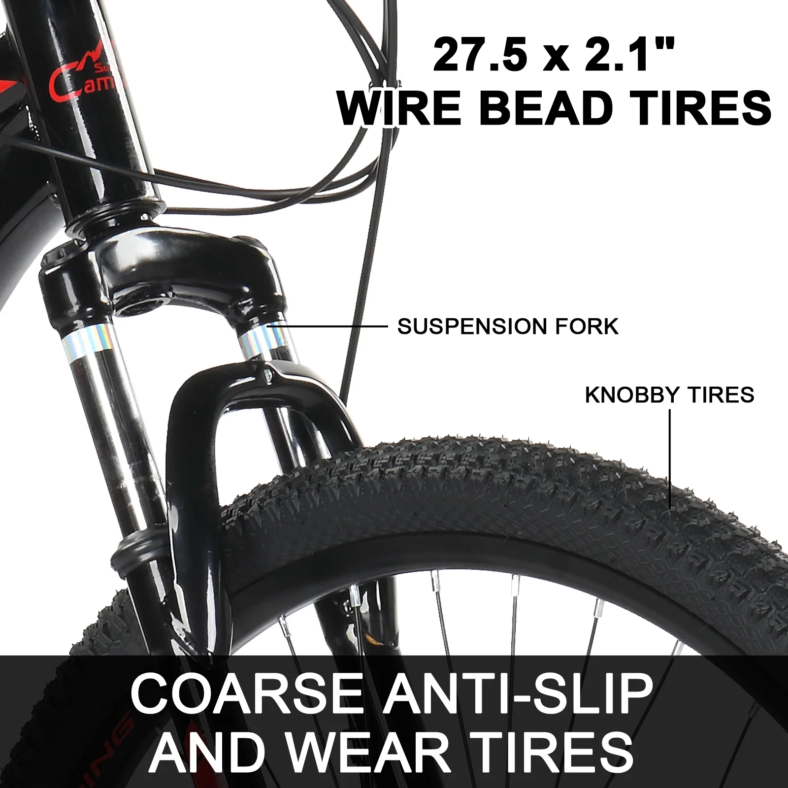 UBesGoo 27.5in Mountain Bike 21 Speed for Adult with Disc Brakes & Suspension, Black - Image 7