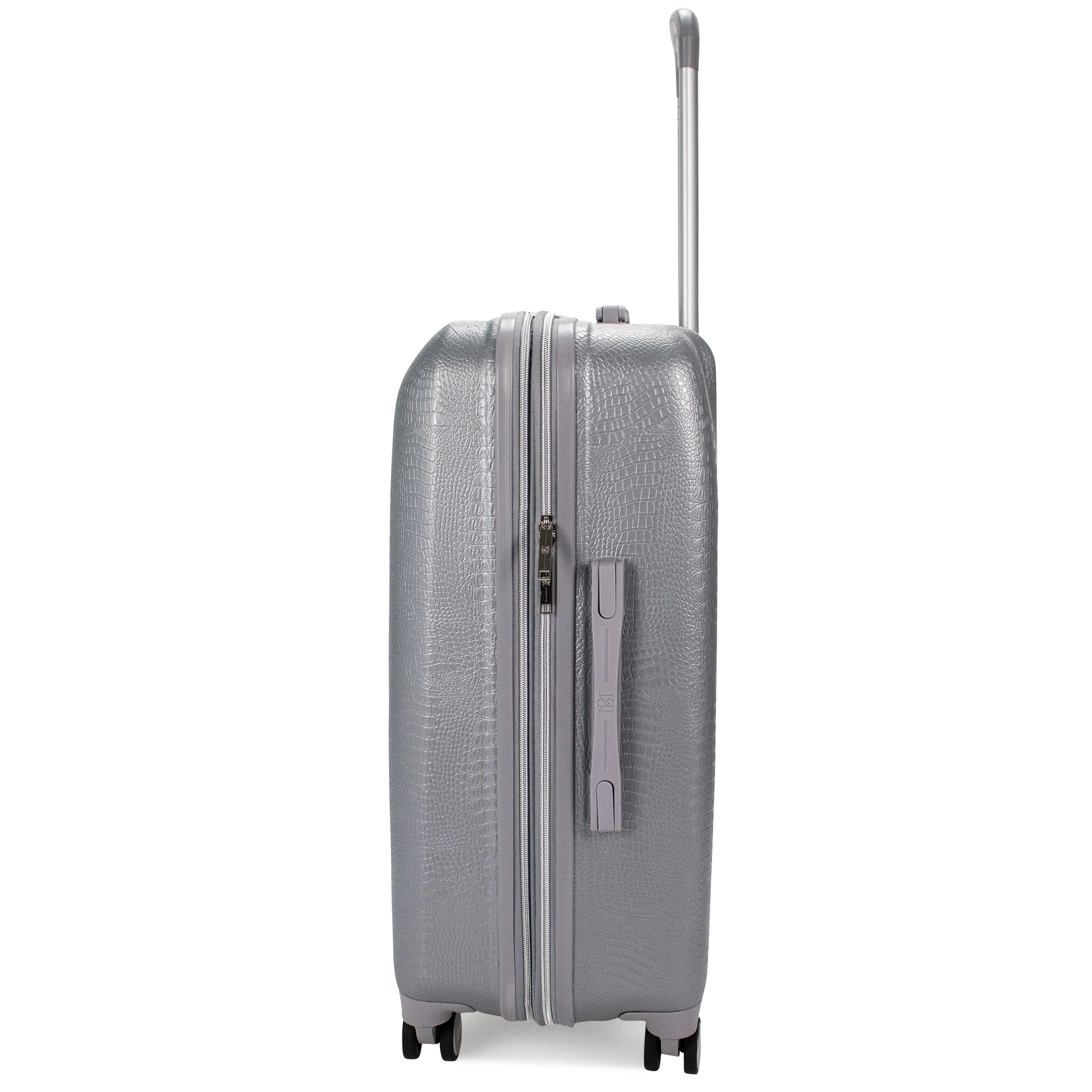 BADGLEY MISCHKA BMLUGSETSNSIL Snakeskin 3 Piece Expandable Luggage Set (Silver) - Image 3
