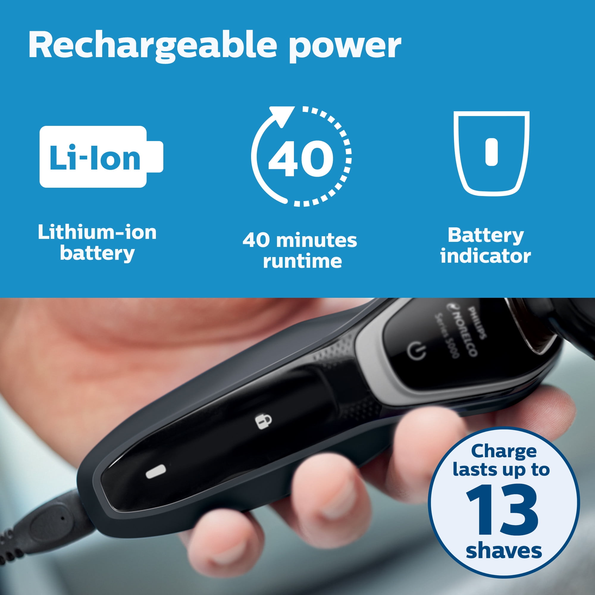 Philips Norelco 5100 Rechargeable Wet/Dry Electric Shaver S5210/81 - Image 14