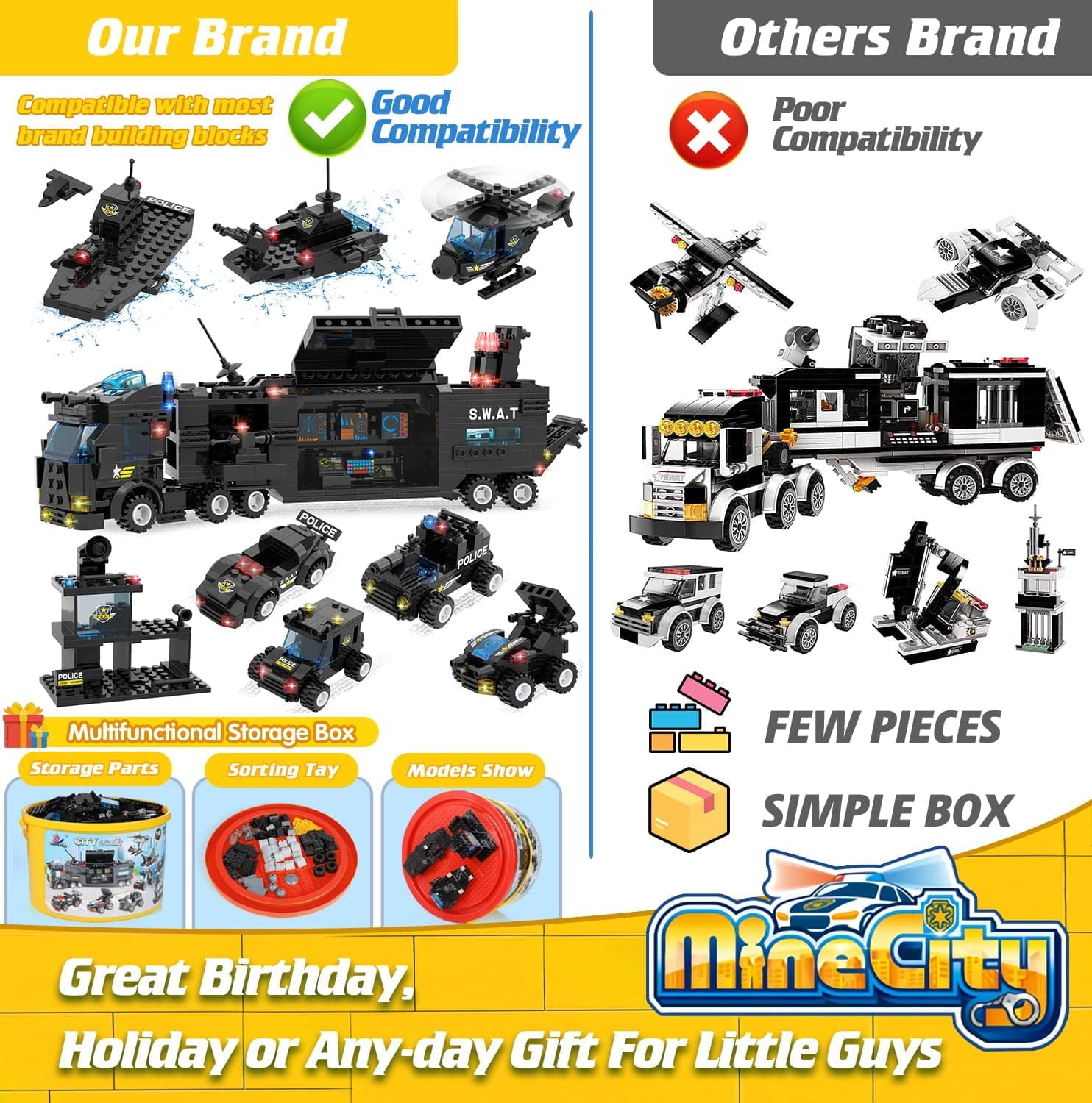 EXERCISE N PLAY SWAT City Police Station Mobile Command Center Building Blocks Set for Ages 6-12 - Image 3