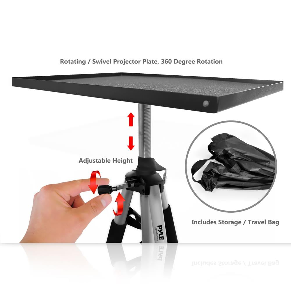 Pyle PRJTPS37 - Video Projector Mount Stand, Adjustable Height, Swivel/Rotating Plate, Tripod Style - Image 3