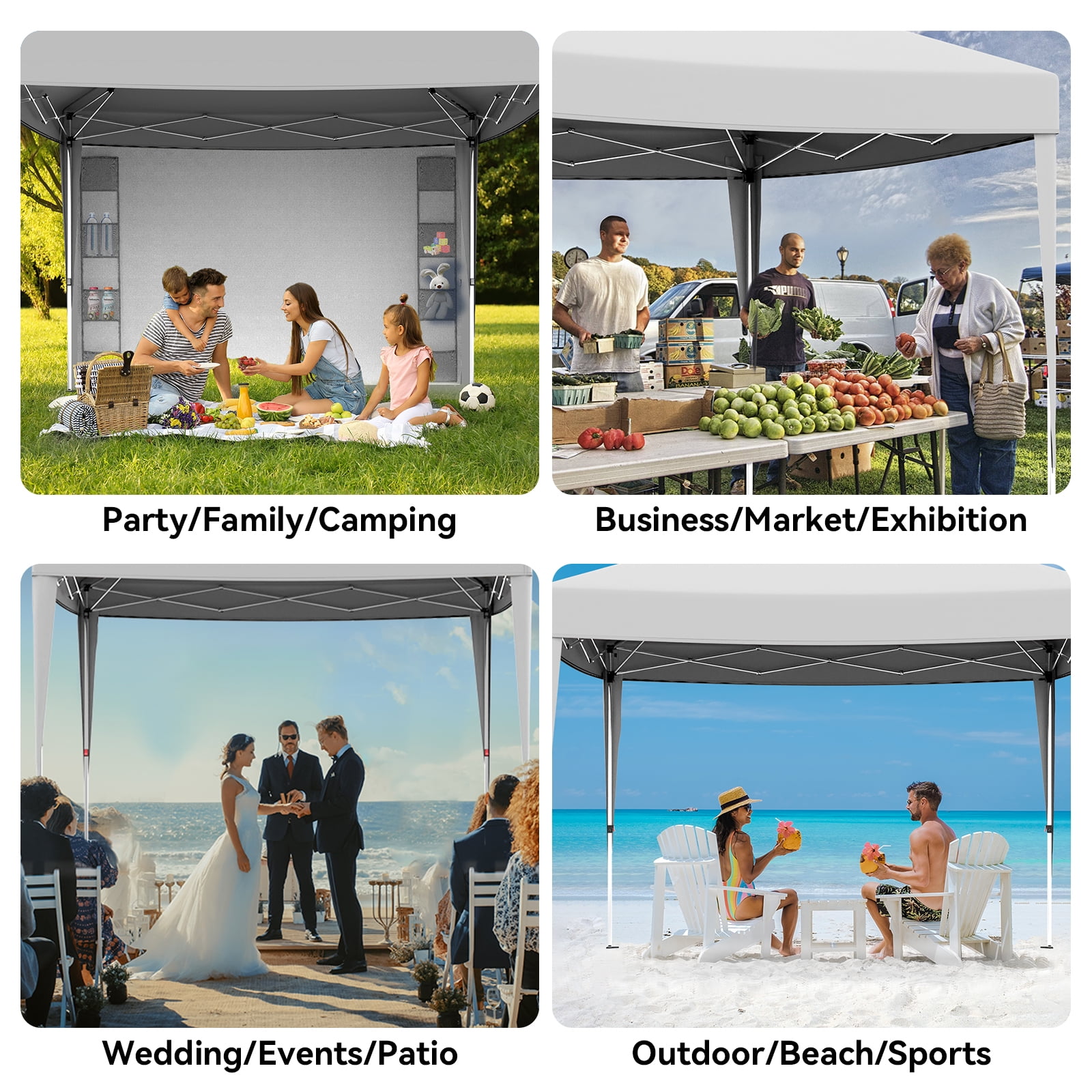 VECUKTY 10 x 10ft Pop up Canopy Tent with Sidewalls, Wheeled Bag, Shelter for Outdoor Shade, White - Image 10