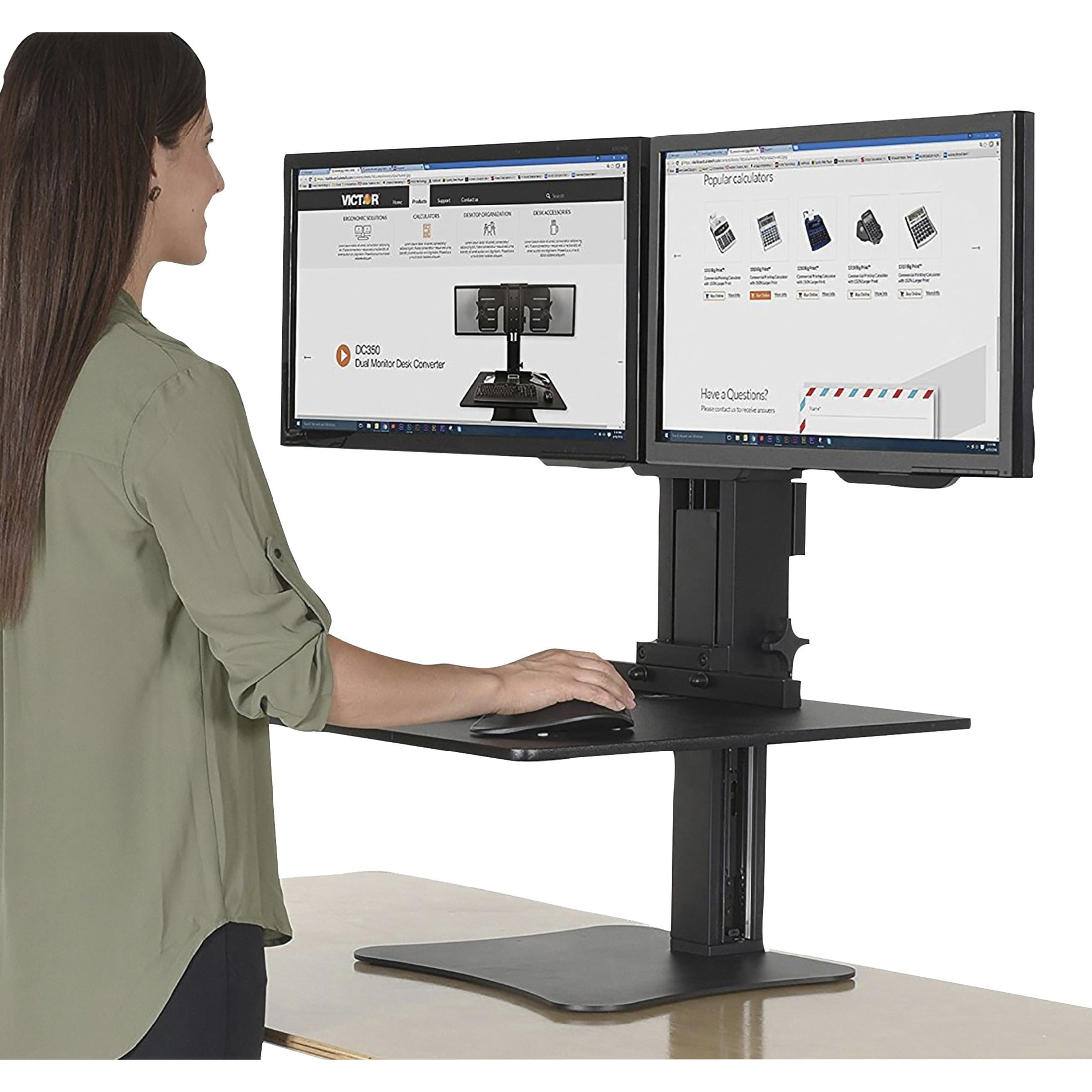 Victor Technology DC350 High Rise™ Collection Dual Monitor Sit-Stand Desk Converter 28 x 23 x 15.5 Blk - Image 3