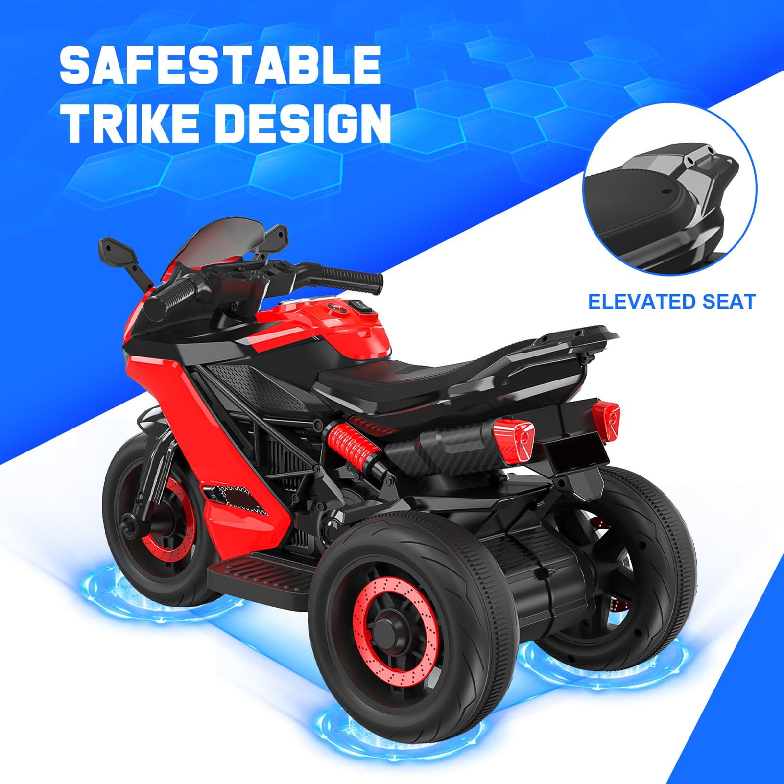 12V Motorcycle for Kids, Electric Motorcycle with 3 Wheels&Music ,Ride on Toys for Boy Girl - Image 7