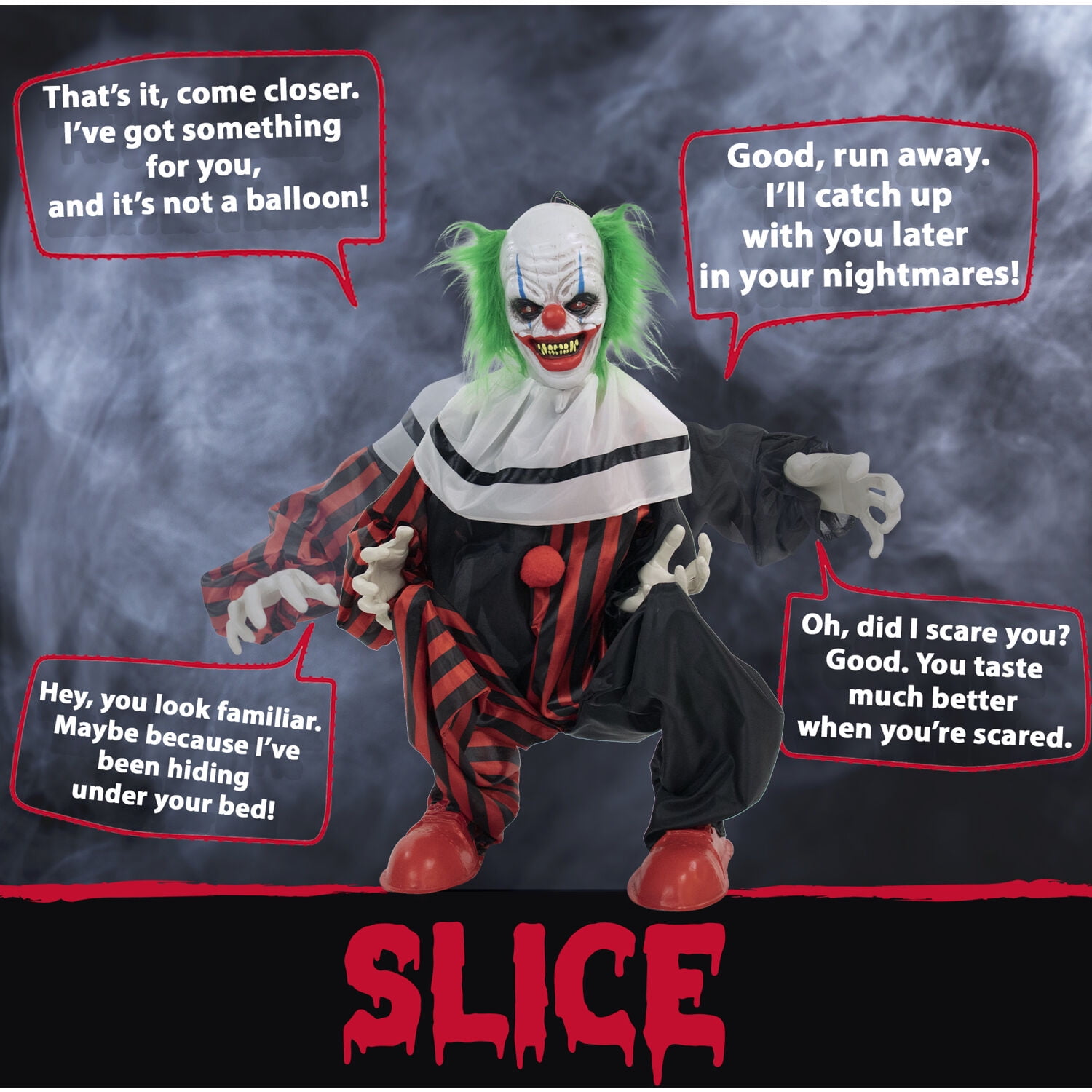 Haunted Hill Farm 32 in Life Size Animatronic Crouching Clown with Lights and Sound, Indoor or Covered Outdoor Halloween Decoration, HHCLOWN-12FLSA - Image 9