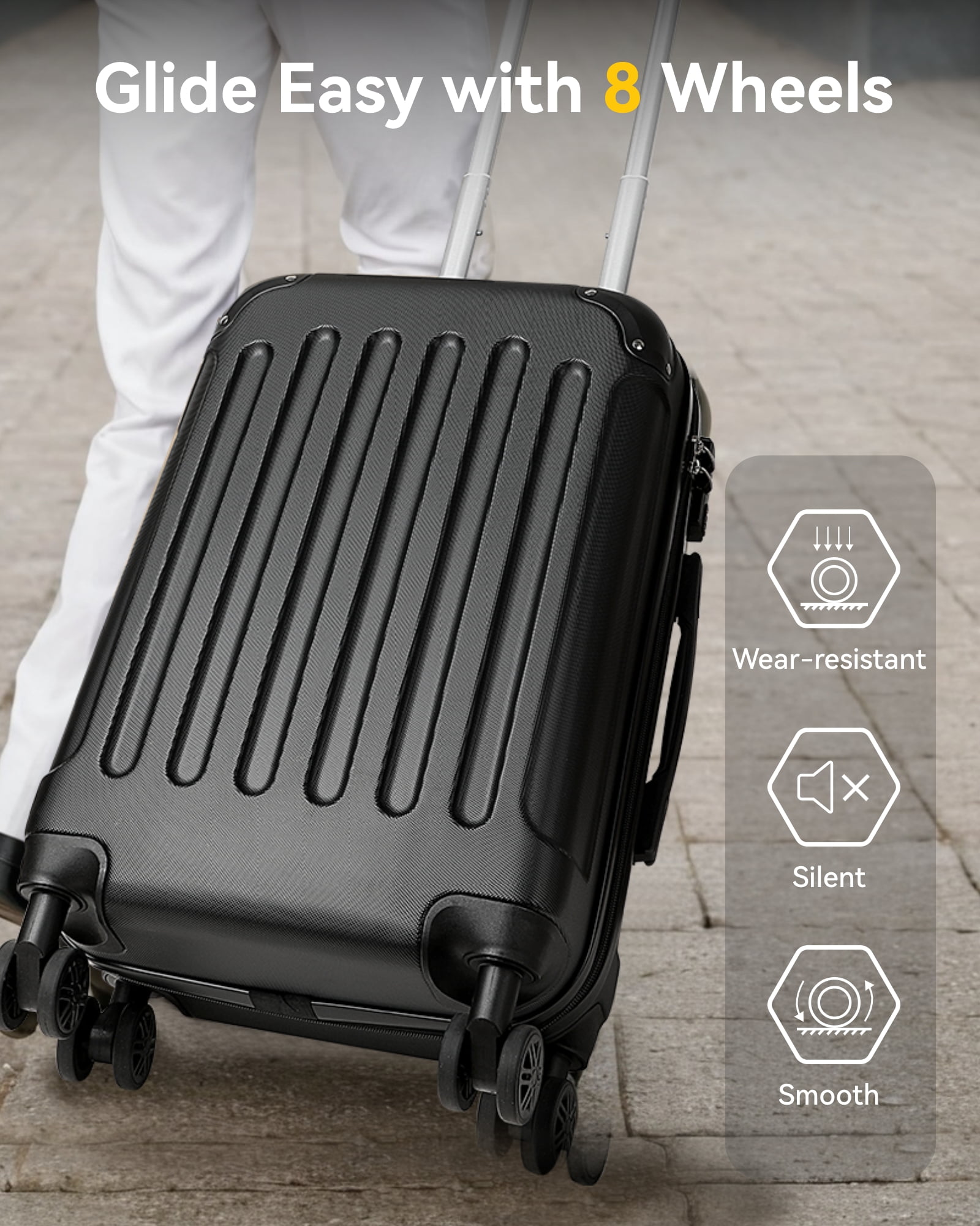 YOETEY Carry on Luggage for Airplane 20-inch - Hardside Luggage Lightweight for Adult Teen - Image 6