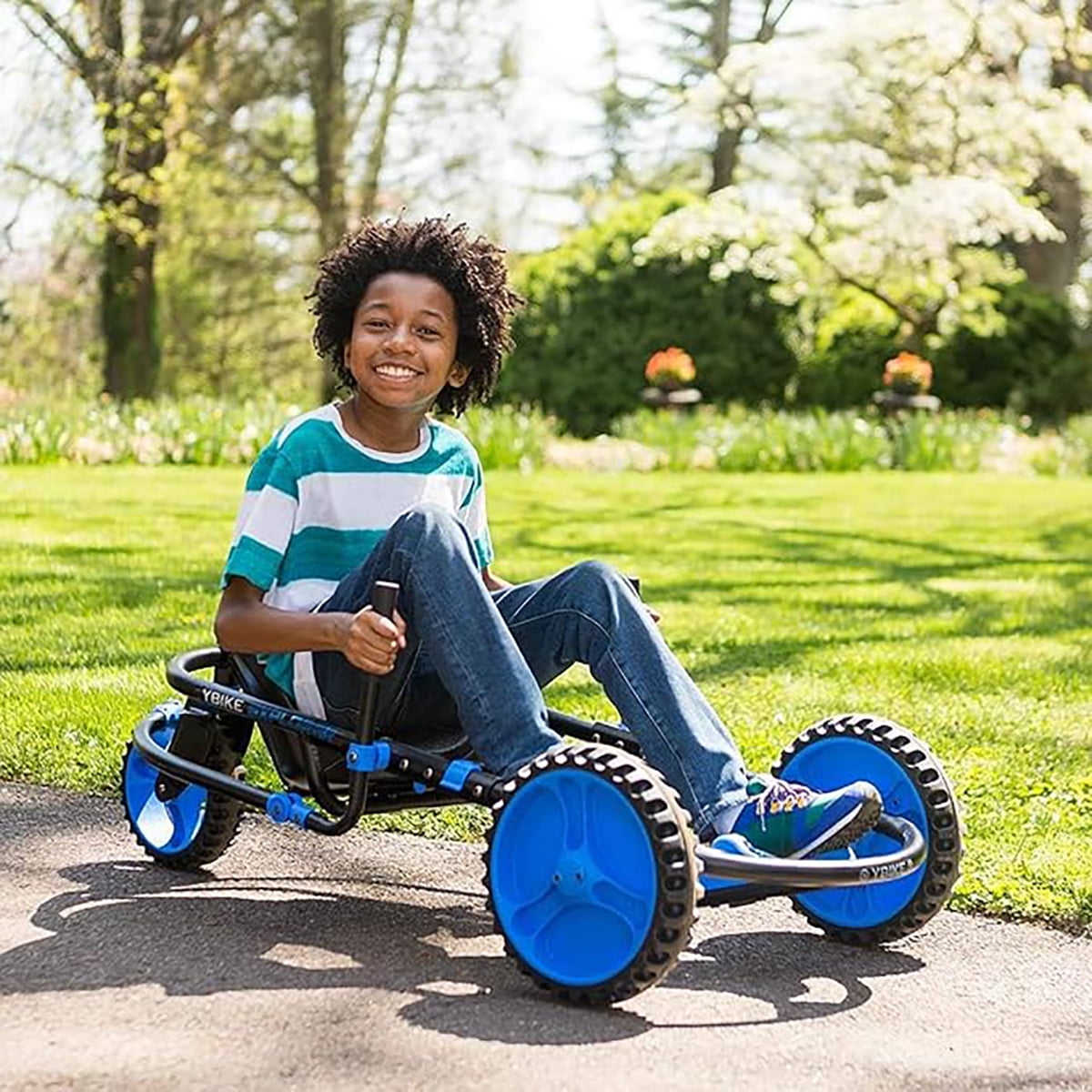 YBIKE Explorer Pedal Car, Three Wheel Go-Kart, Up to 155 lbs, Ages 5 & up - Blue - Image 7