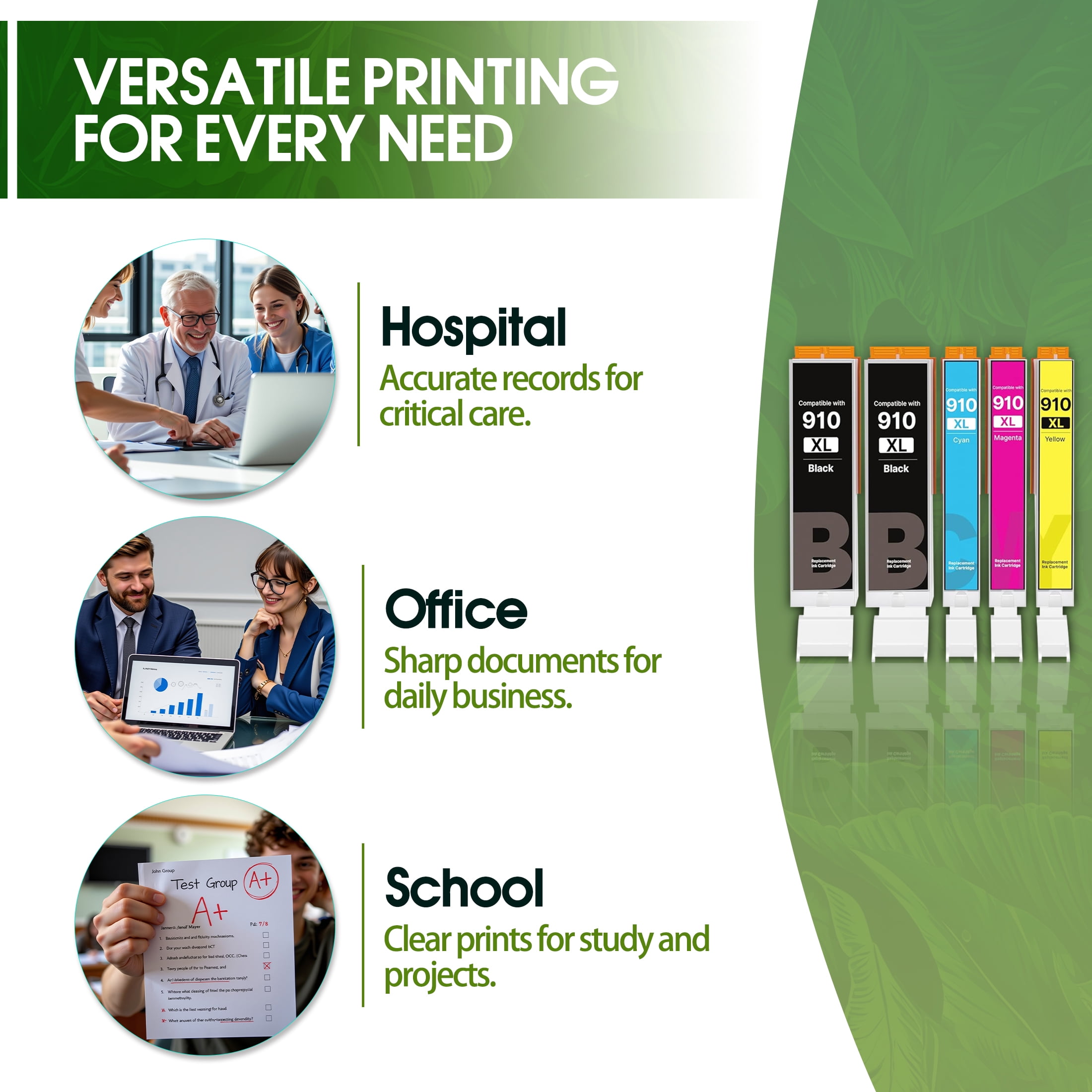 910 XL 910XL Combo Pack Ink Cartridges Compatible with HP 910 Ink Cartridges for 910 XL HP Printer for HP OfficeJet 8020 8015e Pro 8025e 8020e (5 Pack) - Image 8