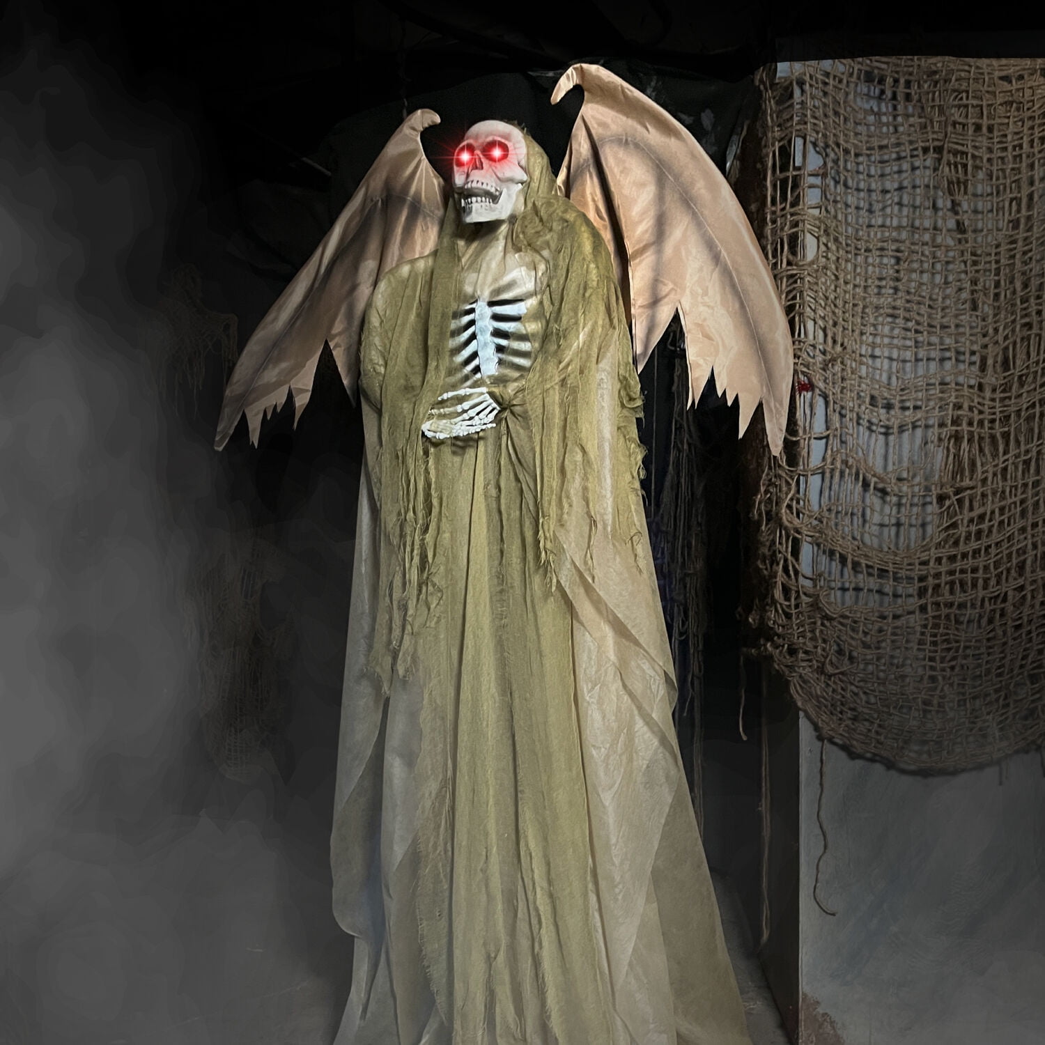 Haunted Hill Farm 5.5 ft Life-size Animatronic Reaper with Wings, Halloween Decoration, HHWINGSKEL-4FLSA - Image 16