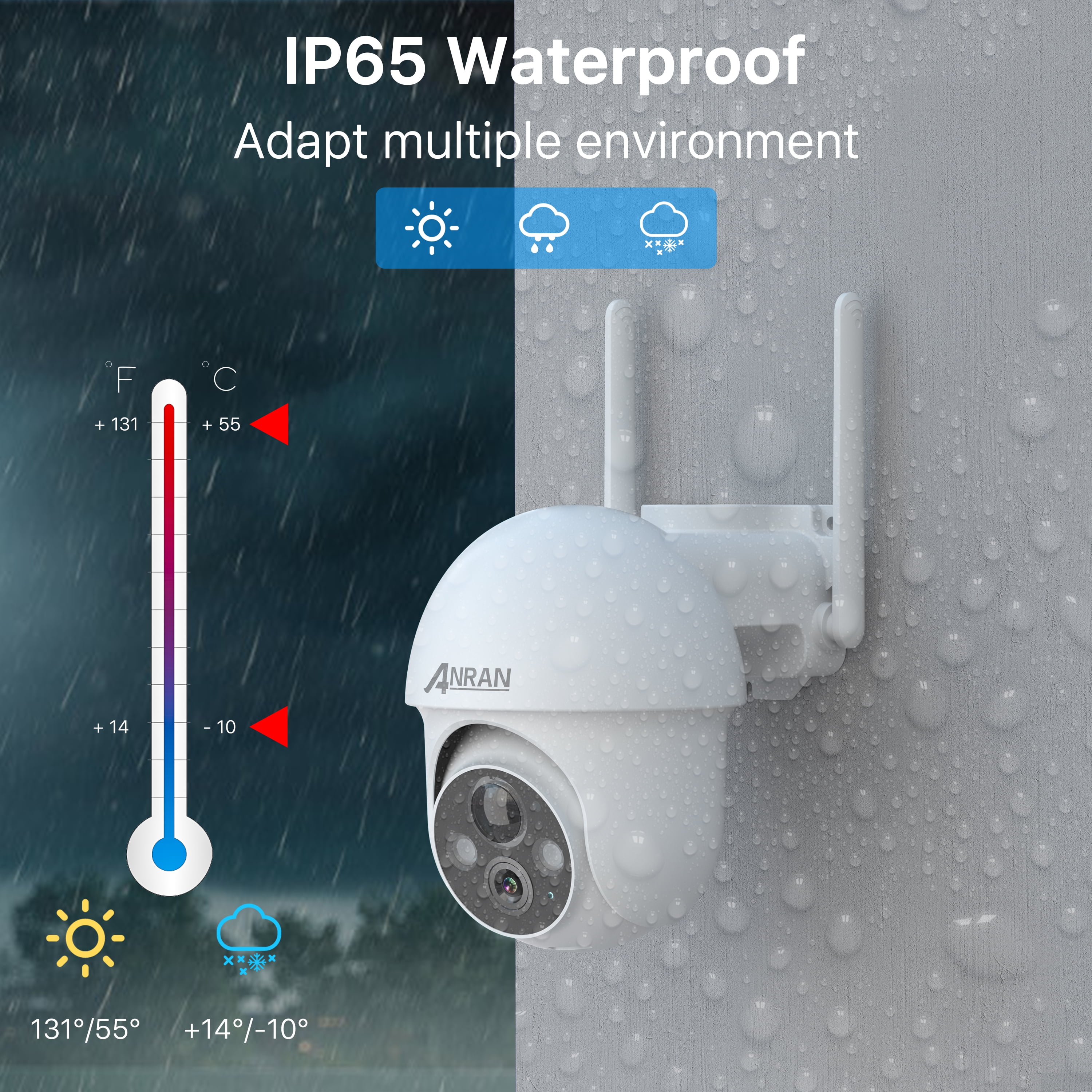 2K Solar Security Camera with Spotlight, ANRAN 360° View Wireless Outdoor Camera, Waterproof PIR Detection, Rechargeable Battery Powered Home Surveillance Camera with Color Night Vision 2-Way Audio - Image 4