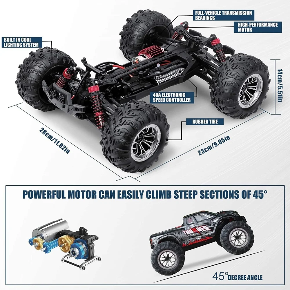 Beefunni RC Cars Remote Control Car for Boys, 2.4 GHZ High Speed Racing Car, 1:16 RC Trucks 4x4 Offroad with Headlights Gift for Kids Adults - Image 4