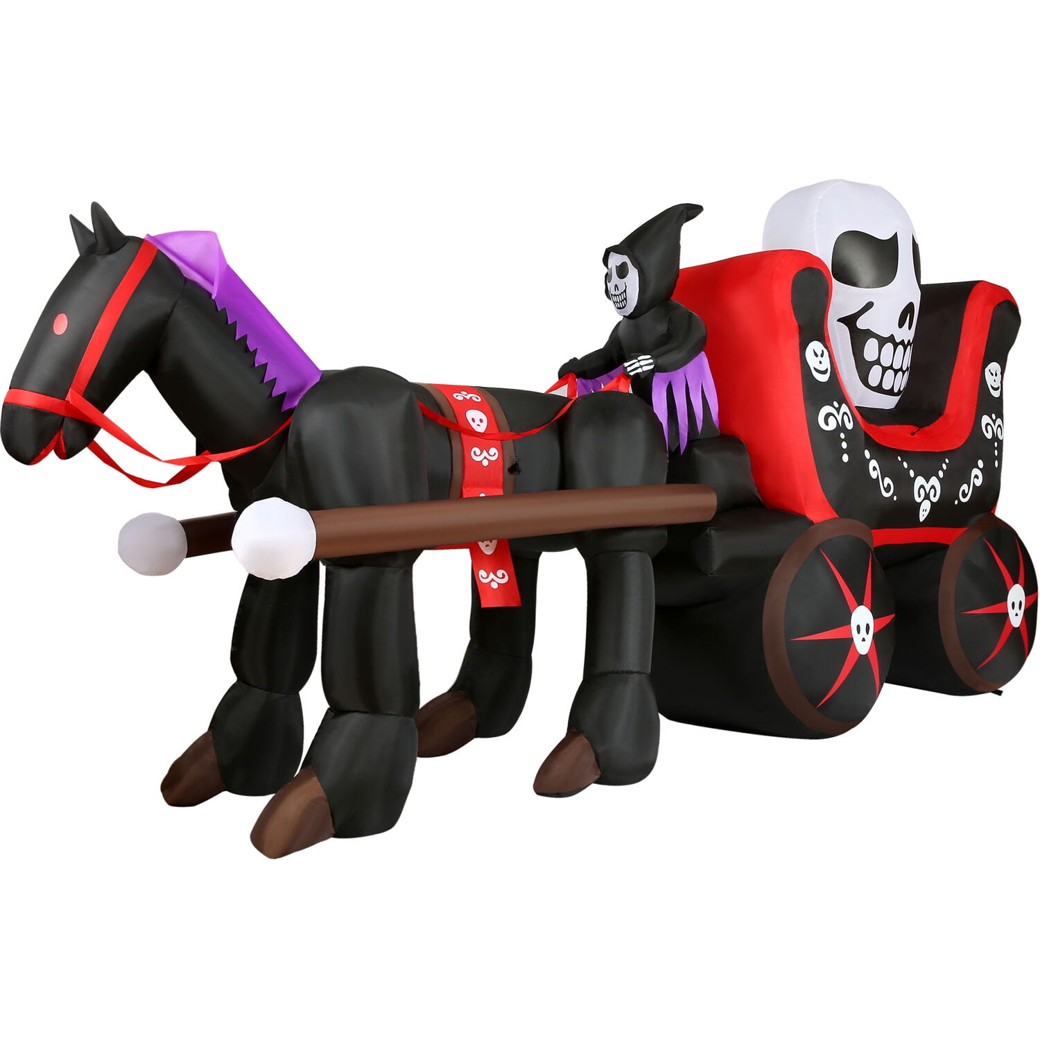 Haunted Hill Farm 6-ft. Tall Inflatable Halloween Skull Carriage with LED Lights Festive Holiday Blow-Up Decorations Blower, Ropes, and Stakes Included HICARRIAGE061-L - Image 11